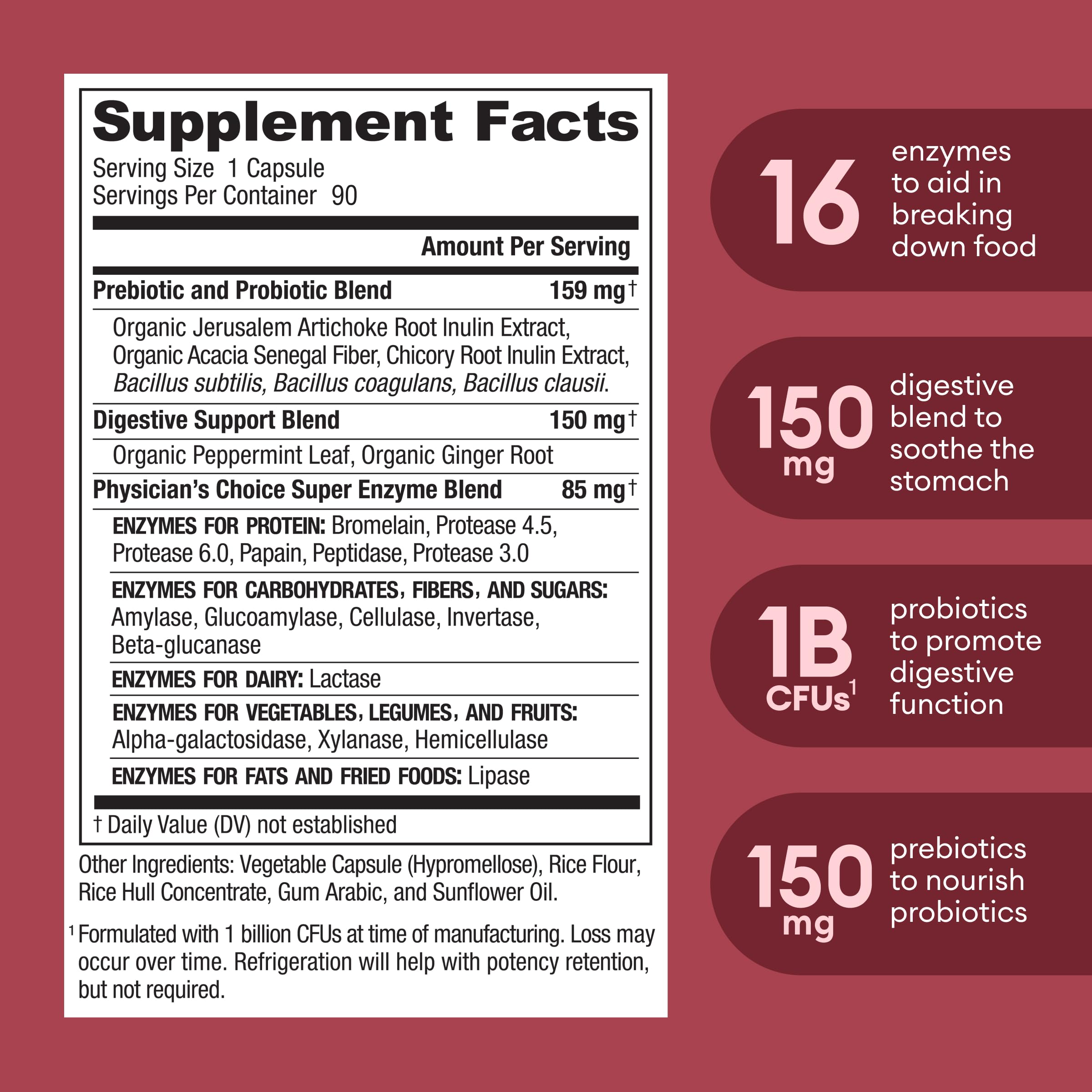Physician's CHOICE Digestive Enzymes - Multi Enzymes, Bromelain, Organic Prebiotics Physician's CHOICEAu supplements