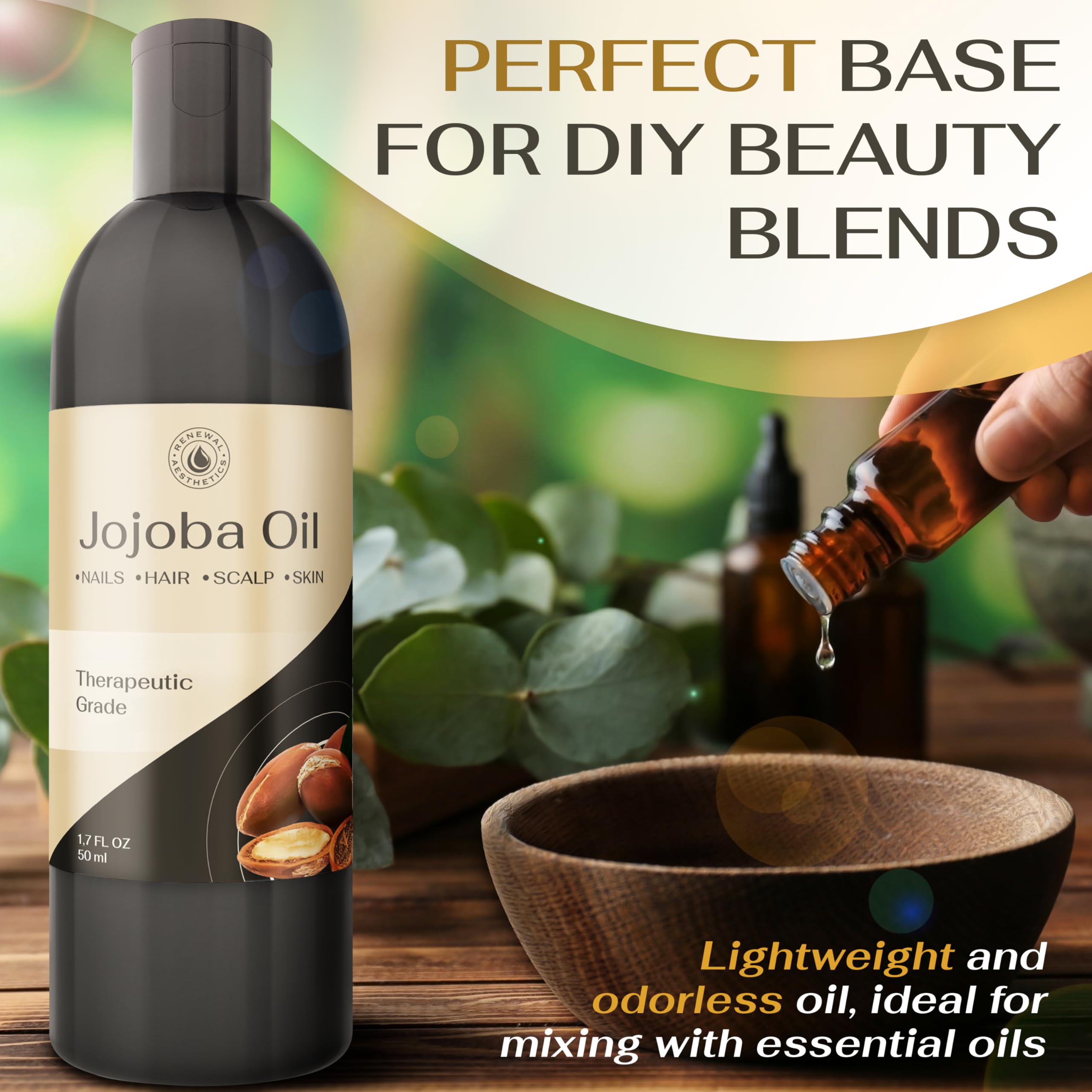 Sweet Oil - Hair and Skin Softener, Organic Natural Carrier Body Oil, Carrier Oil for Essential Oils - Massage Oil Renewal AestheticsAu supplements
