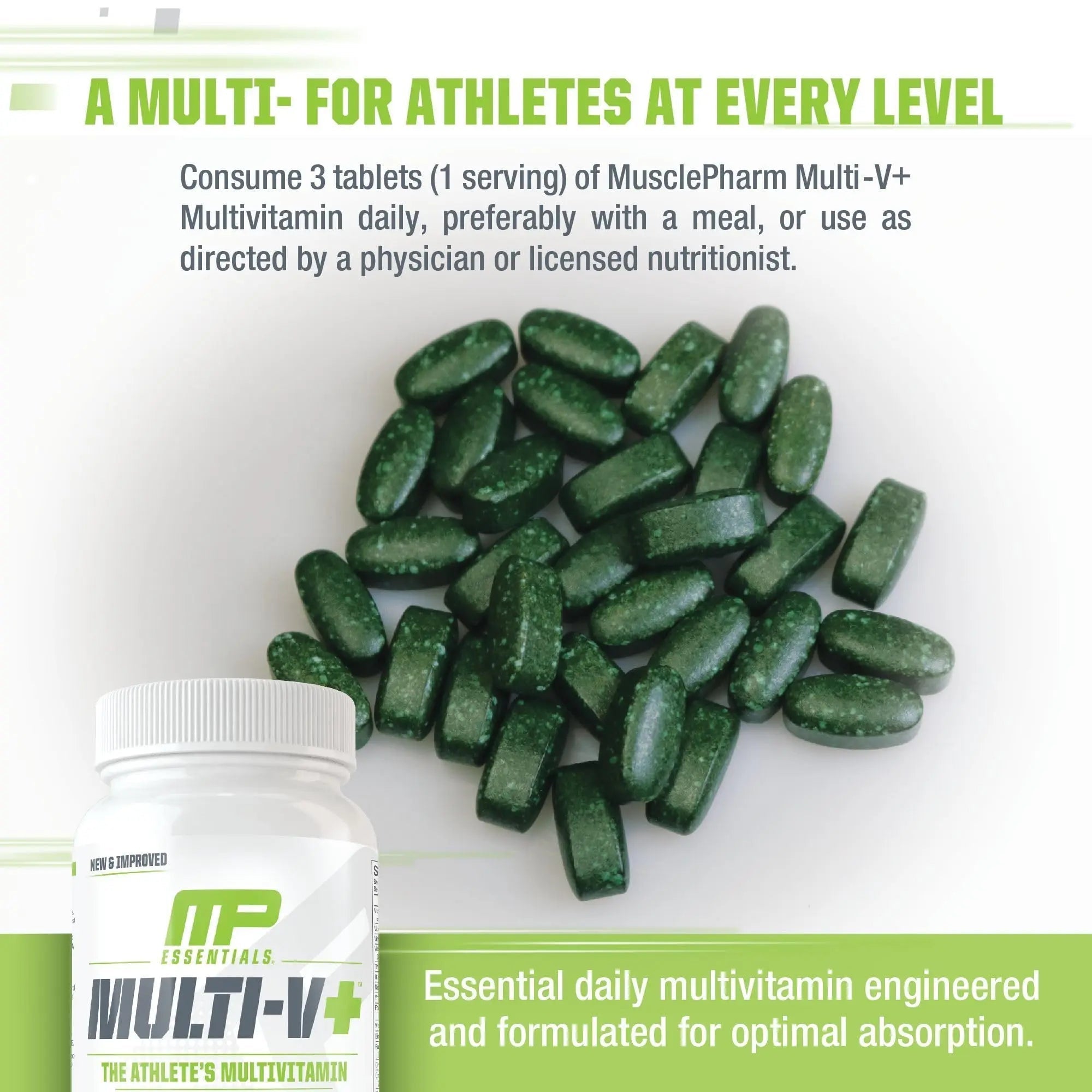 Muscle Pharm Essentials Multi-V+, The Athlete's Multi-Vitamin, Enhanced Energy, Performance & Immune Health, Daily Multivitamin for Men & Women Muscle PharmAu supplements
