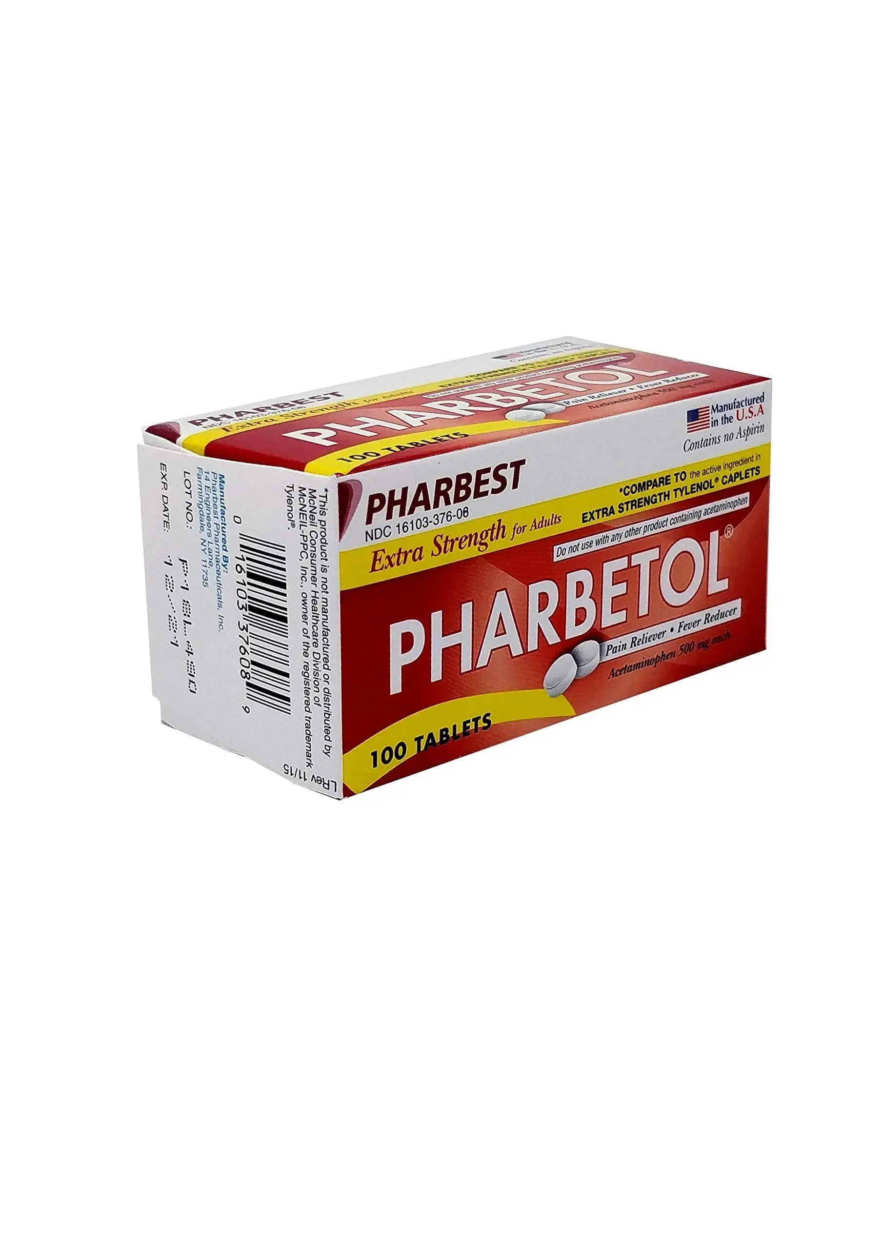 Pharbetol 500mg Extra Strength Tablets 100 Count (Generic Extra Strength) PHARBEST PHARMACEUTICALSAu supplements