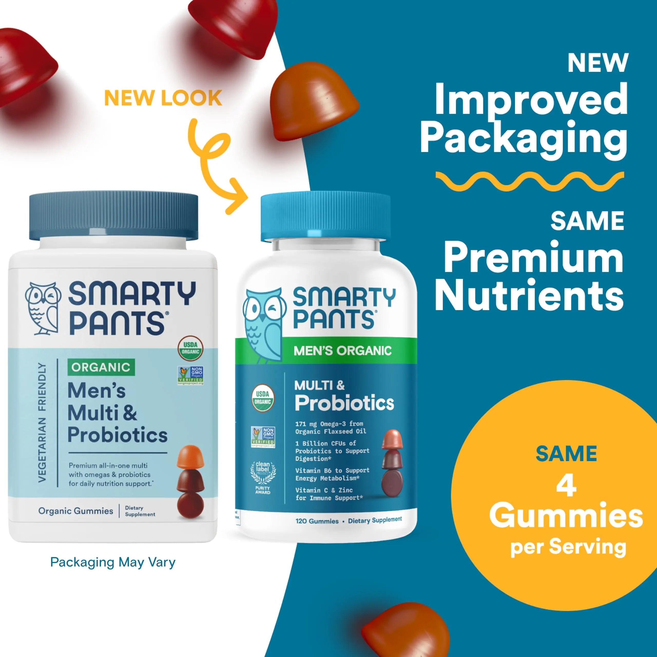SmartyPants Multivitamin for Men, Organic Gummies: Probiotics, CoQ10, Methylfolate, Omega 3 (ALA), Vitamin D3, C, Vitamin B12 SmartyPantsAu supplements