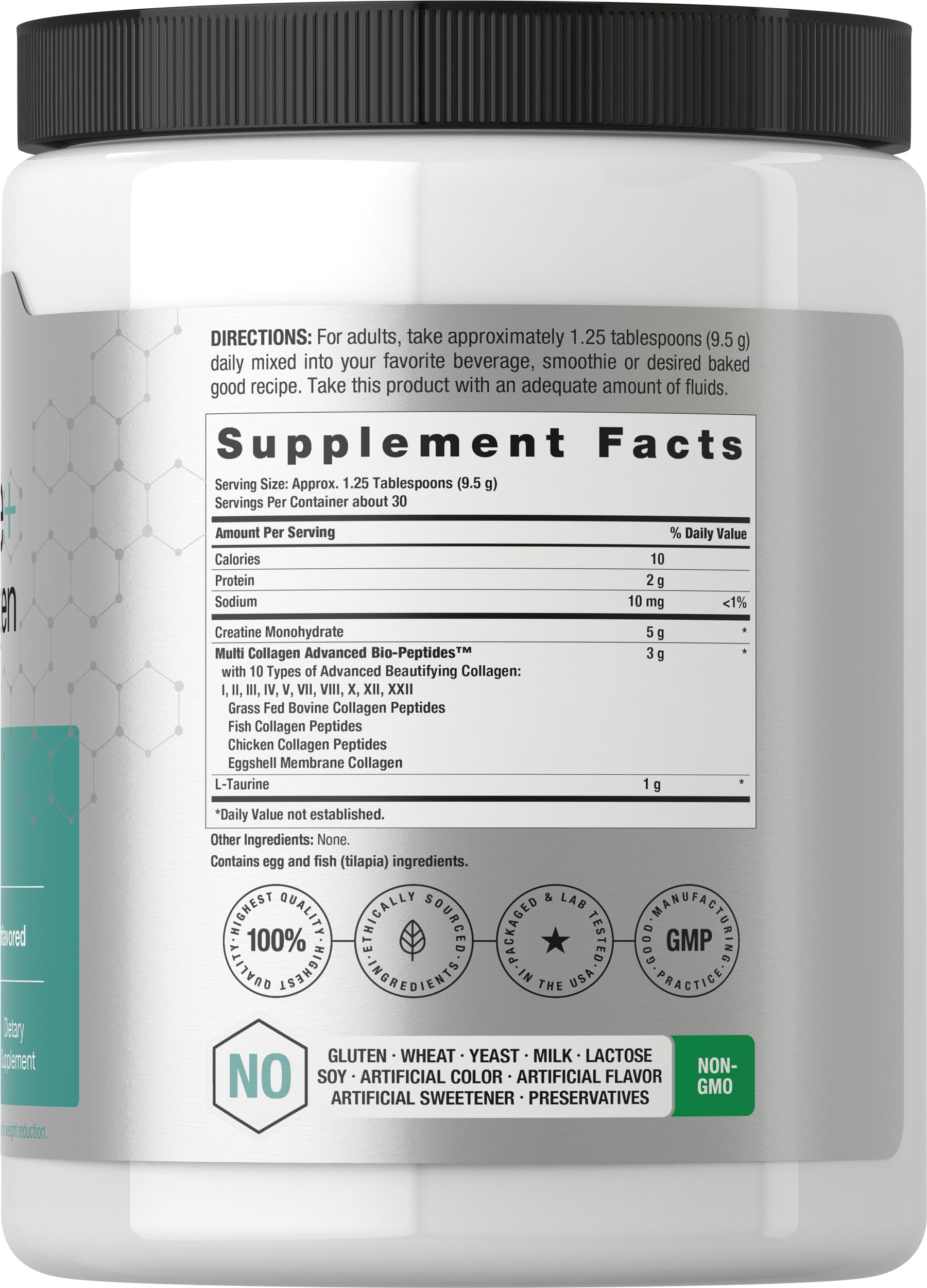 Horbäach Creatine Monohydrate Powder | with Collagen and L-Taurine | 10.05 oz | Unflavored | for Women and Men | Non-GMO, Gluten Free HorbäachAu supplements
