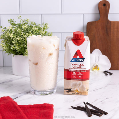 Atkins Vanilla Cream Meal Size Protein Shake, 23g Protein, Low Glycemic, 3g Carb AtkinsUS supplements