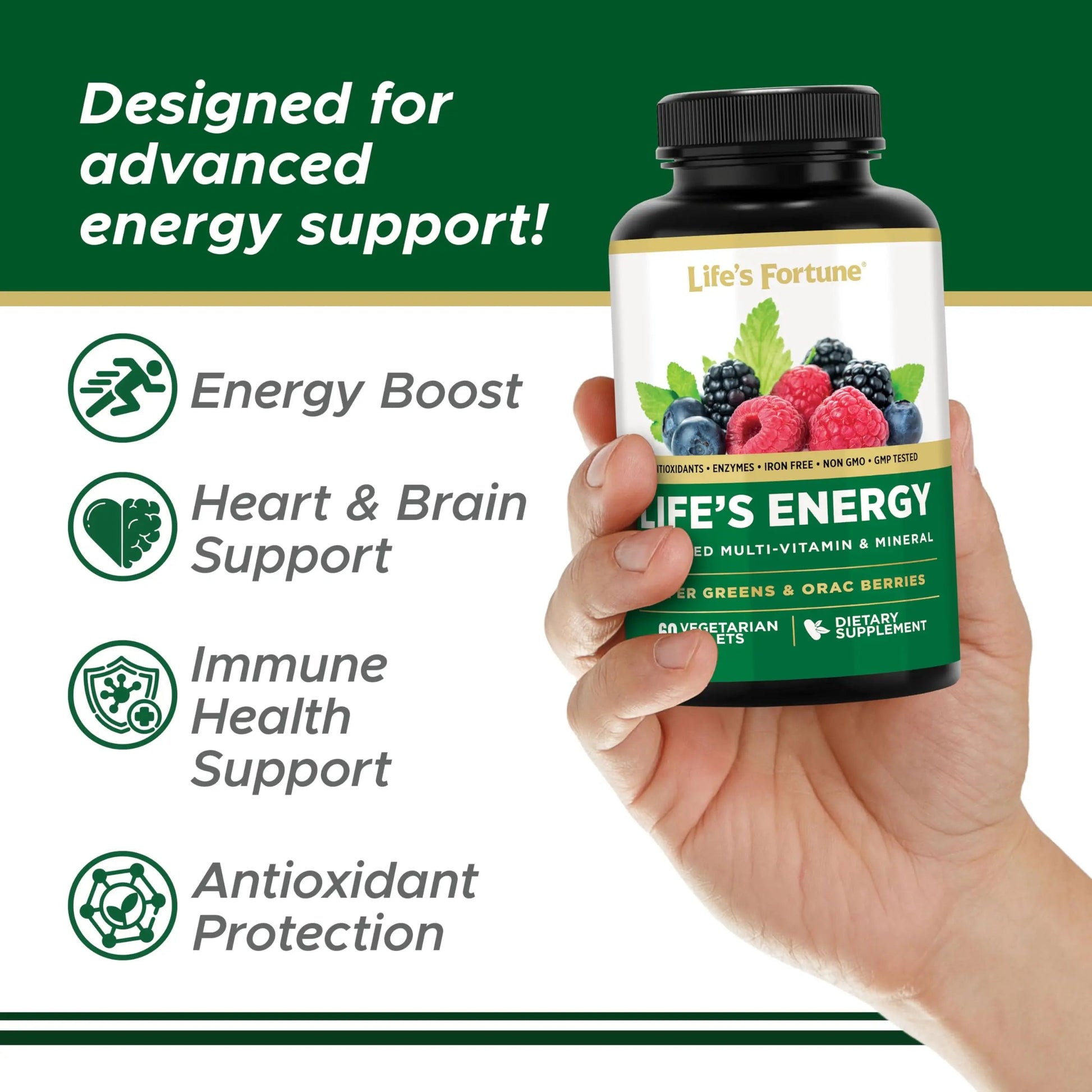 Life's Energy Advanced Daily Multivitamin for Men & Women, Energy and Immune Support Supplement with Super Greens, Antioxidants, Enzymes Life's FortuneAu supplements