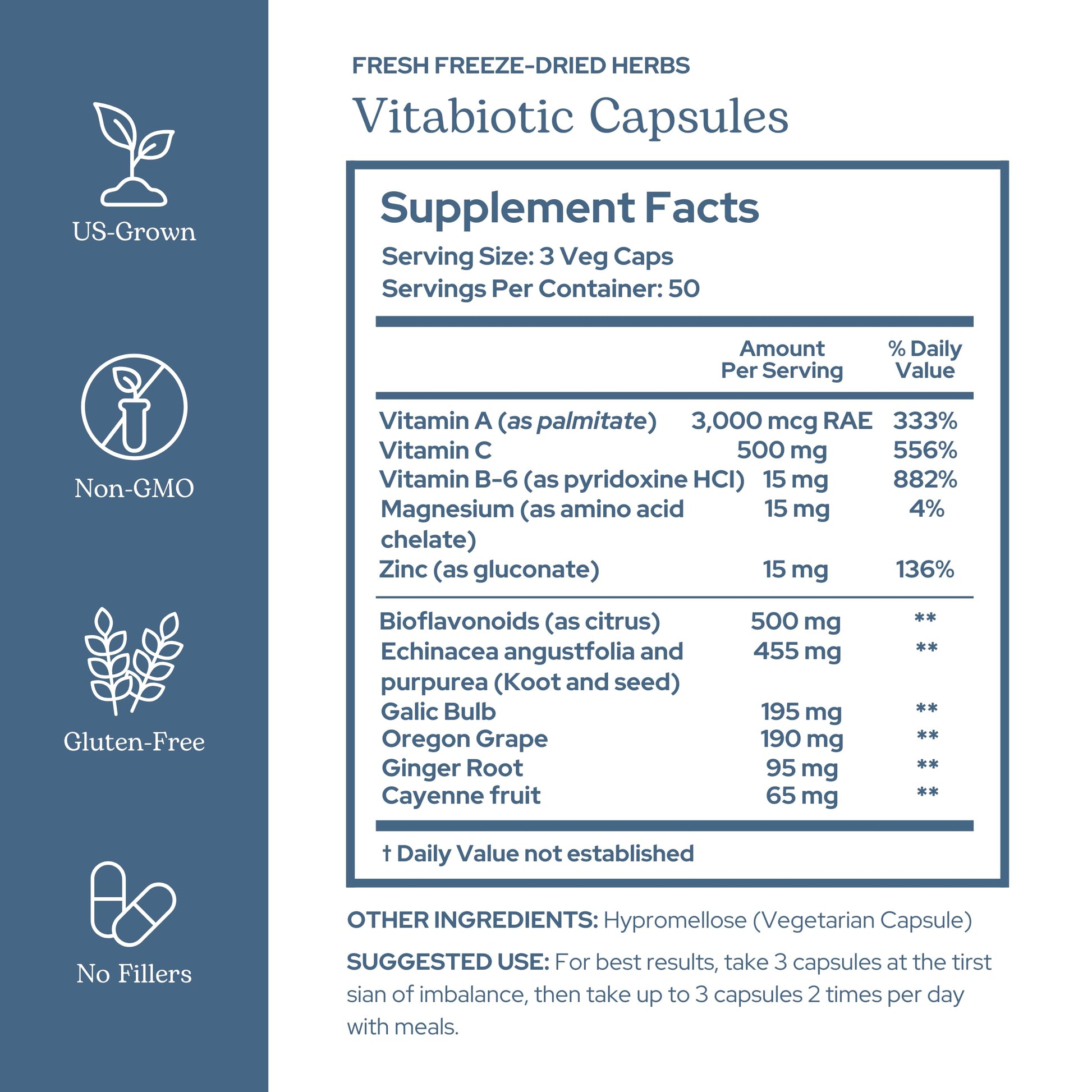 Eclectic Herb - Vitabiotic Capsules | Immune Support | Natural Herbal Multivitamin Supplement | Freeze Dried, Organic, Non-GMO, Vegan, Whole Herb (150 CT | 750 mg) ECLECTIC INSTITUTEAu supplements