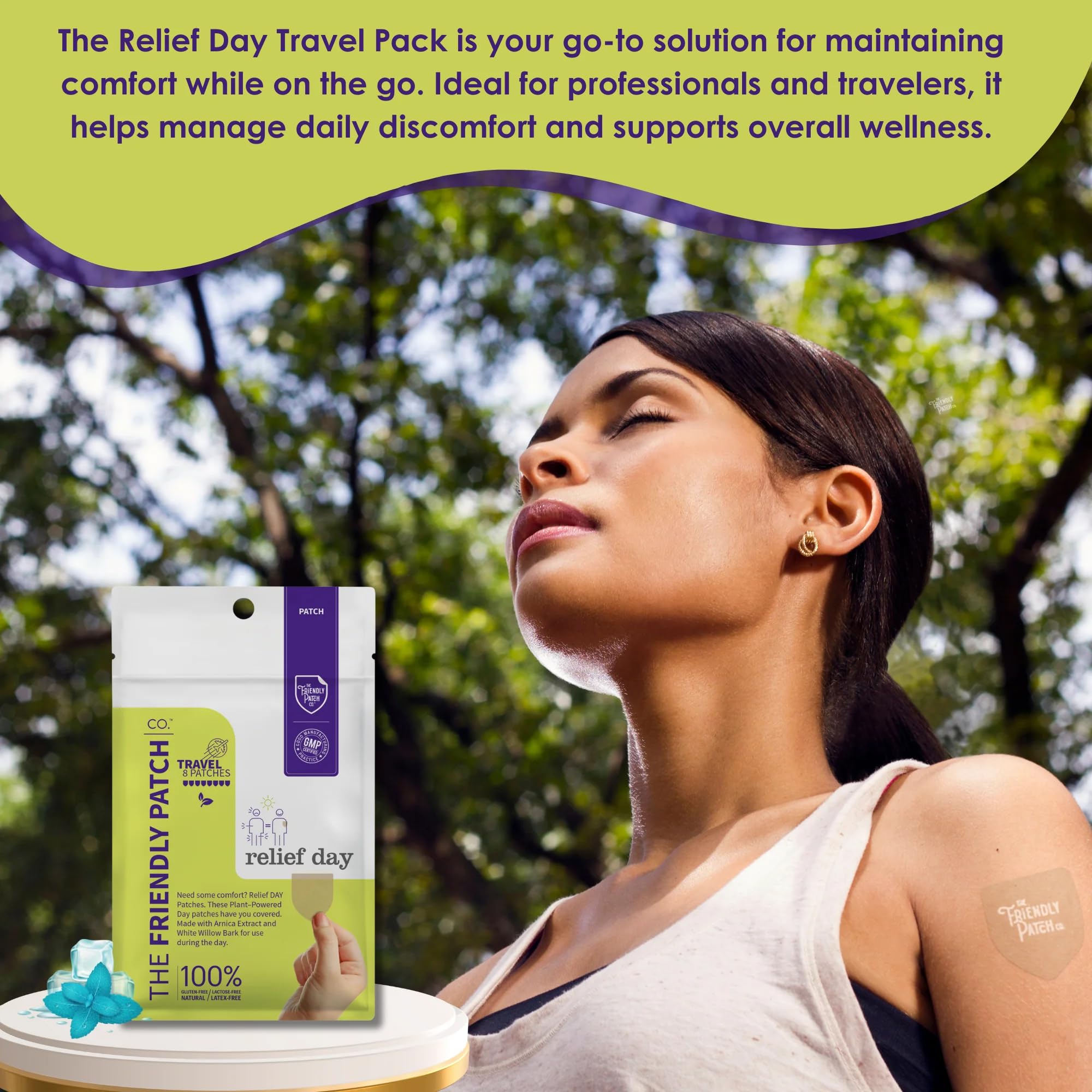 Relief Day Patch - Arnica, White Willow Bark, Saffron & Peppermint for Soreness and discomfort for Women and Men The Friendly Patch CO.Au supplements