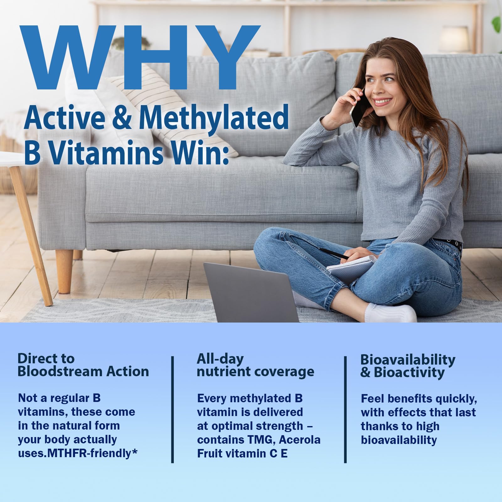 Methylated B Complex Liquid Drops, Complete Methyl B Complex Multivitamin w. 5-MTHF MethylFolate Inositol & Choline, Super B-Complex Methylated for MTHFR Support, Energy Mood Nerve & Brain Health AuraraNeNourishAu supplements