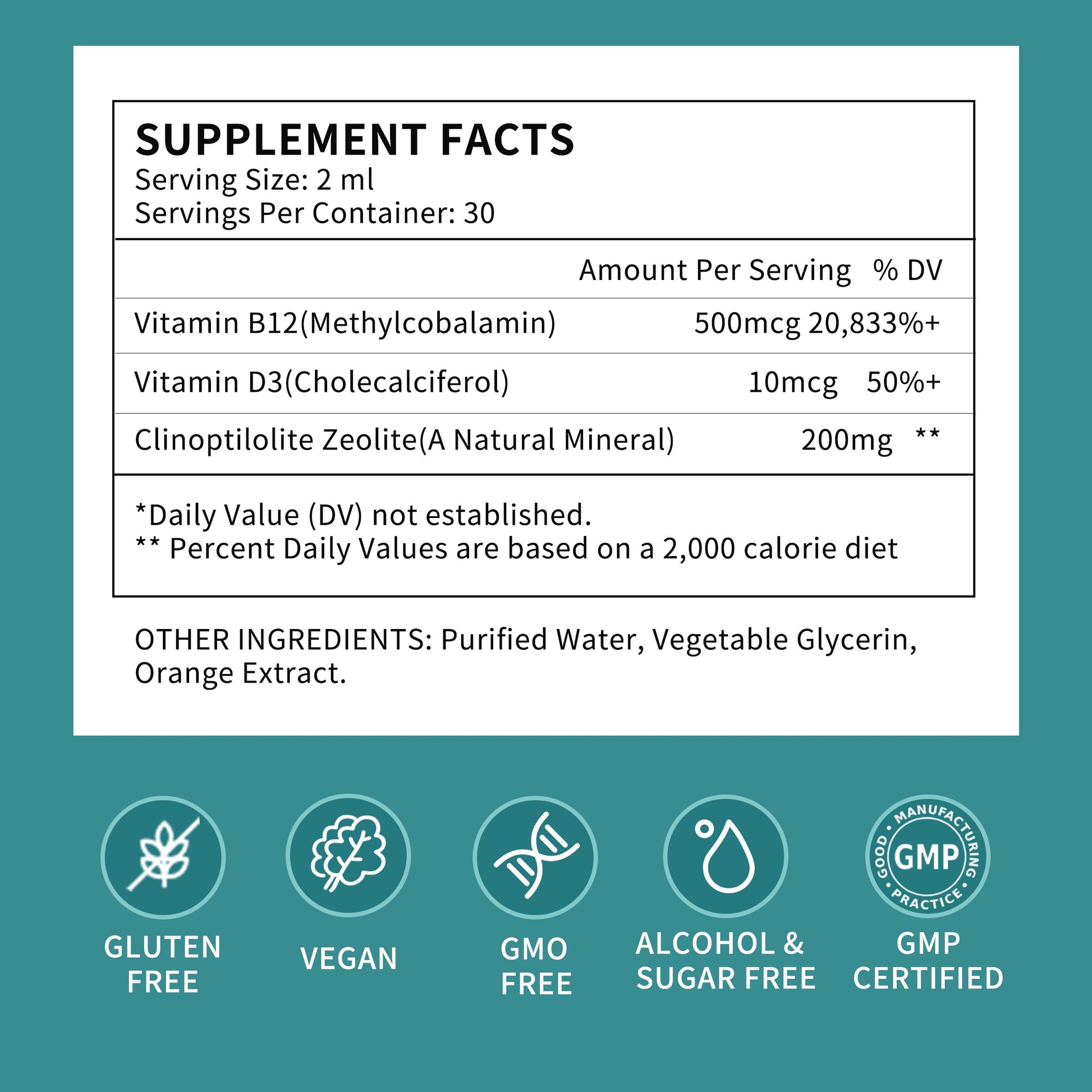 Zeolite Drops for Women,Adults and Kids- Clinoptilolite Zeolite Liquid Drops with Vitamin B12 & D3 - Heavy Metal Support, Immune Health, Natural Metabolism, Energy & Clear Skin - 30 Day Vegan Supply HerbanceAu supplements