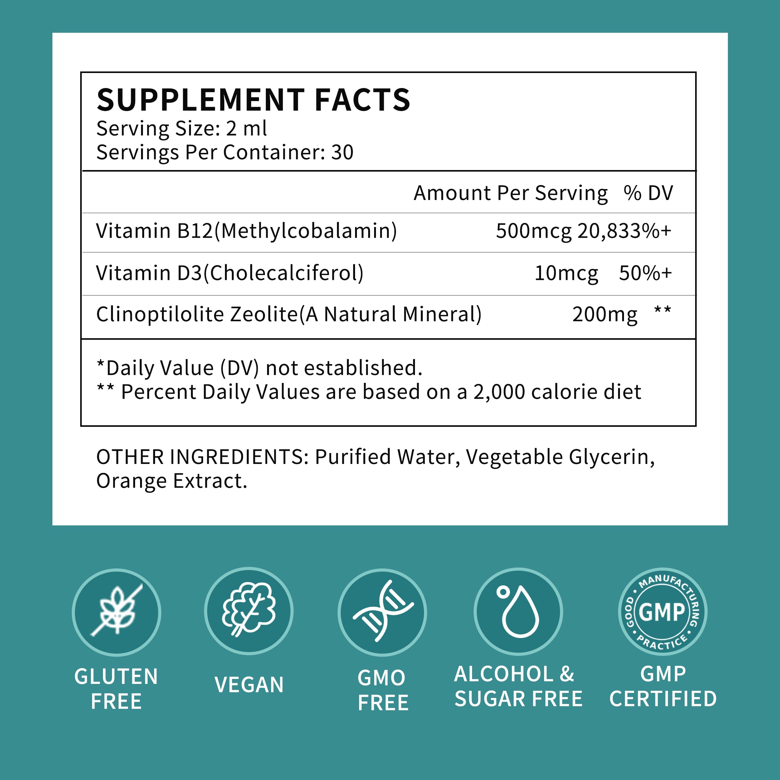 Zeolite Drops for Women,Adults and Kids- Clinoptilolite Zeolite Liquid Drops with Vitamin B12 & D3 - Heavy Metal Support, Immune Health, Natural Metabolism, Energy & Clear Skin - 30 Day Vegan Supply HerbanceAu supplements