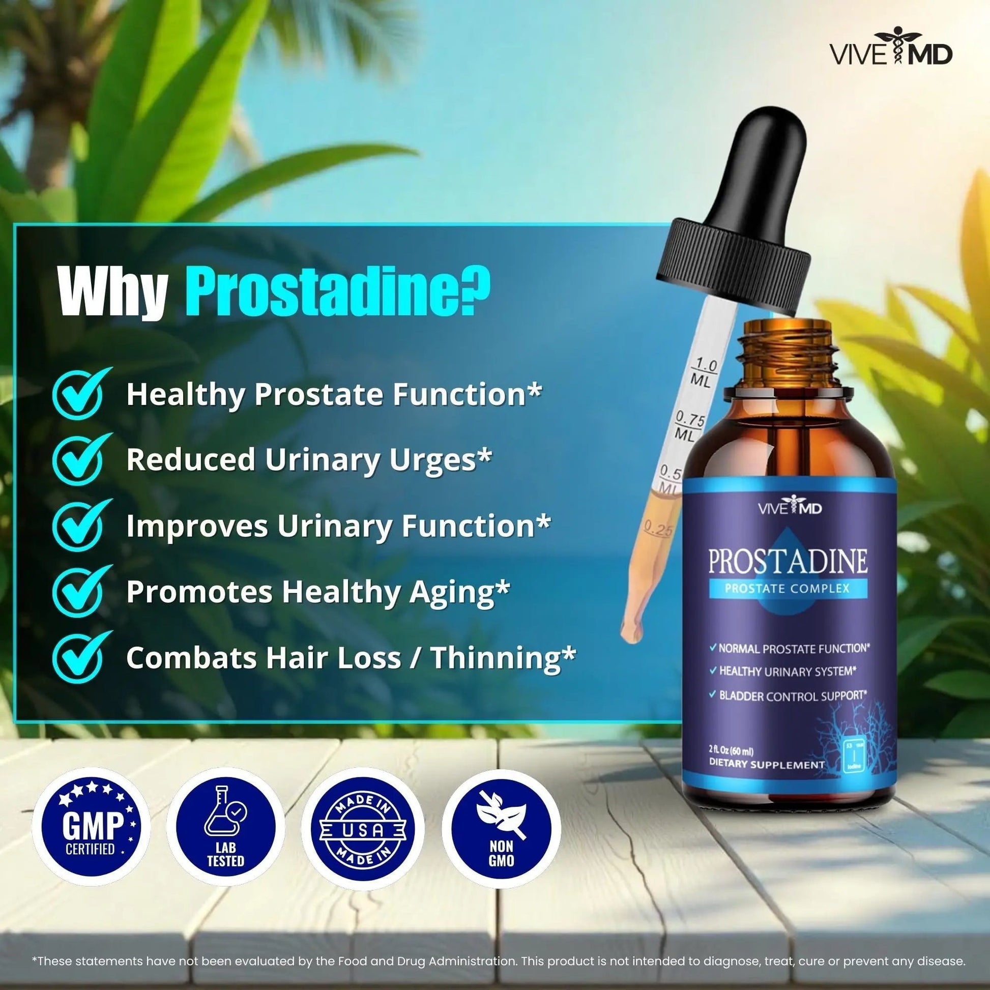 VIVE MD Prostadine Drops for Prostate Health, Bladder Urinating Issues - Prostadine Official Drop Formula - Extra Strength with Pomegranate, Prostadine Reviews (Package of 1) VIVE MDAu supplements