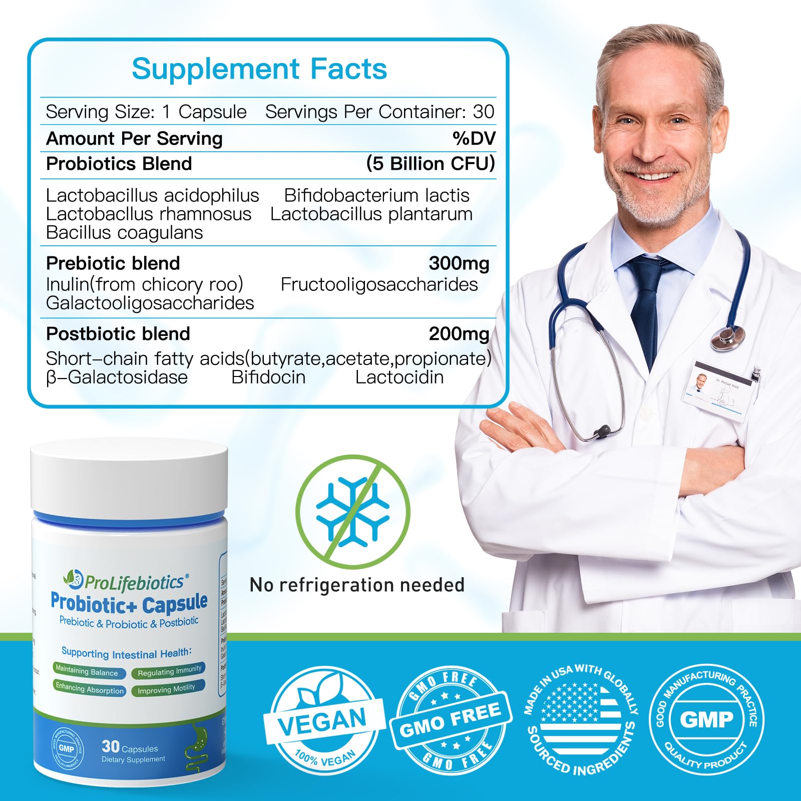 3-in-1 Probiotics for Gut and Digestive Health,Immune Support,Supplements Supporting Occasional Constipation,Diarrhea,Gas,Bloating,Delayed-Released Designed to Thrive, 30 Vegan Capsules PROLIFEBIOTICSAu supplements