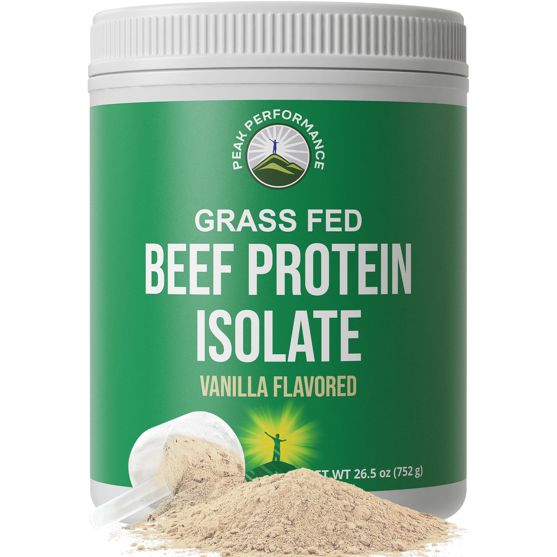 Grass Fed Beef Protein Powder - Lactose Free Great Tasting Beef Protein Isolate. Complete Animal Based Non Dairy Paleo Carnivore Supplement for Prime Muscle Building. No Whey. Vanilla Flavor Peak PerformanceAu supplements