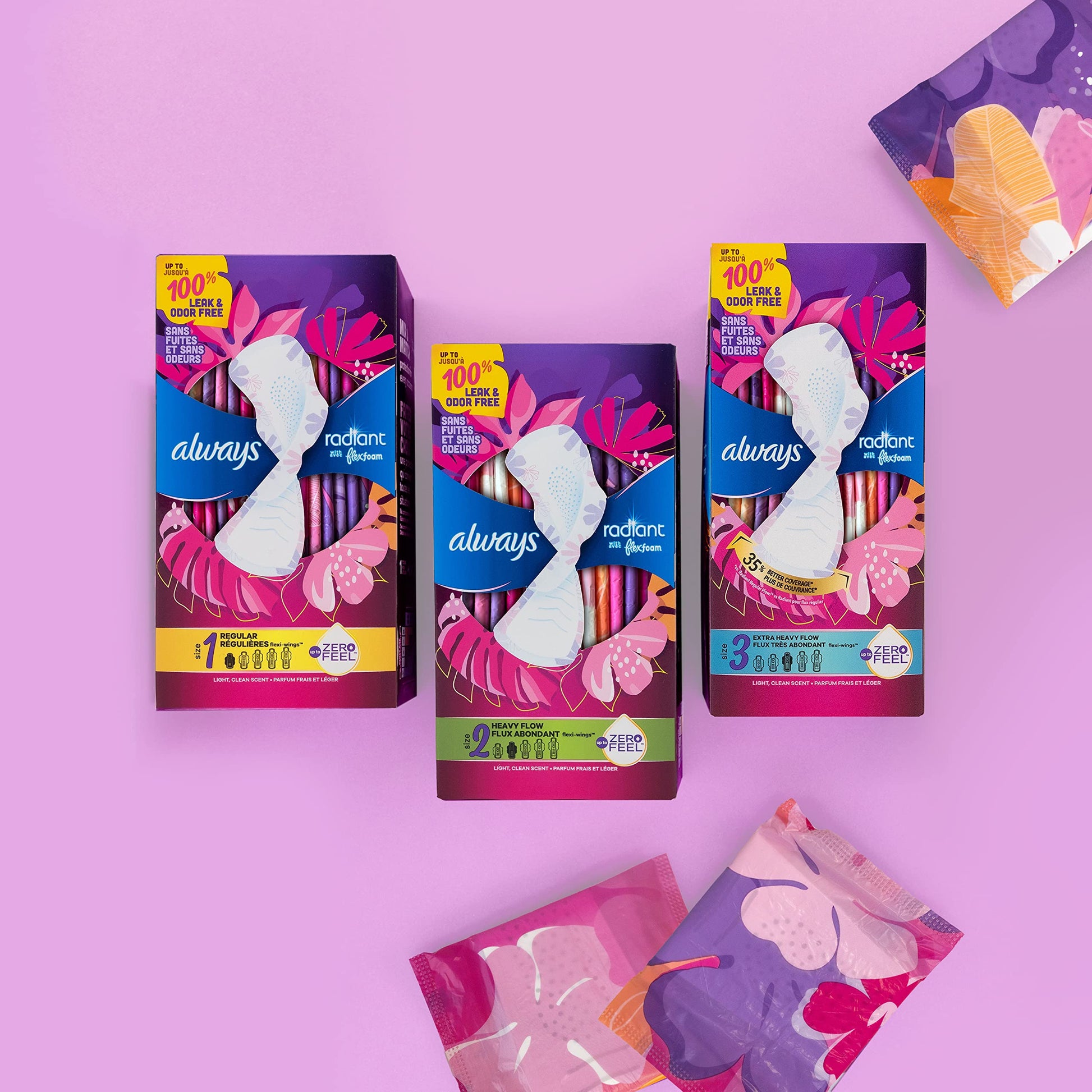 Always Radiant Feminine Pads For Women, Size 3 Extra Heavy Absorbency, With Flexfoam AlwaysAu supplements