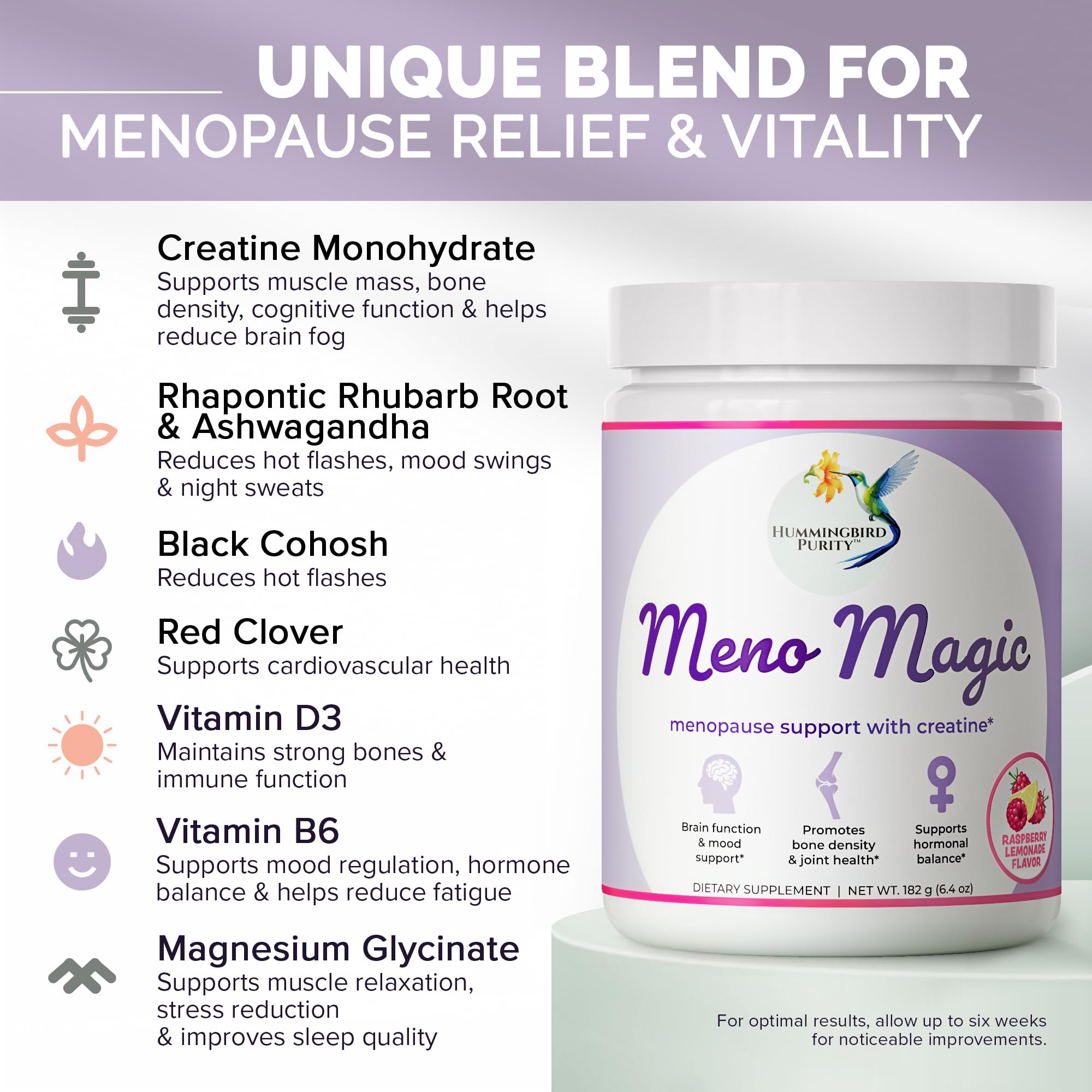 Meno Magic Menopause Support Drink – Raspberry Lemonade with Creatine, Herbs & Vitamins | 30 Servings Hummingbird PurityAu supplements