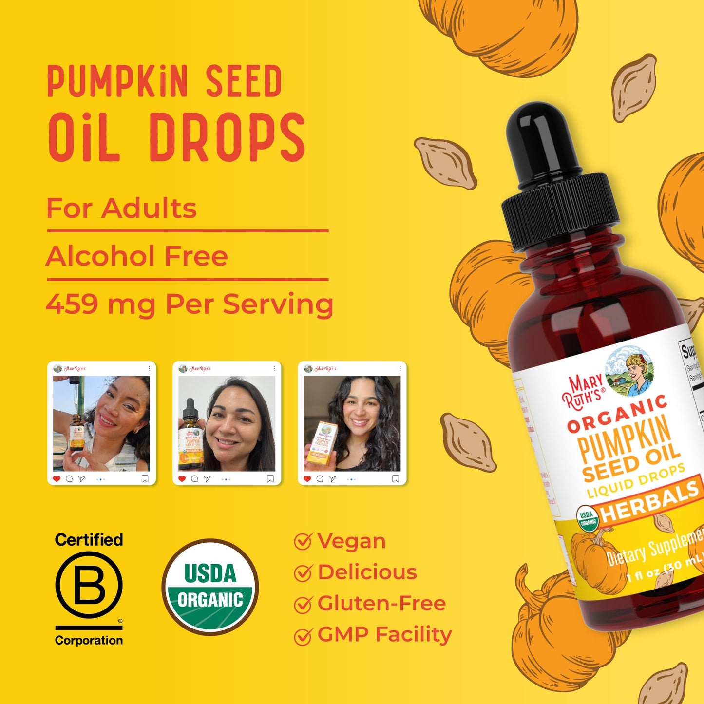 MaryRuth Organics Pumpkin Seed Oil Cold Pressed | 2 Month Supply | USDA Organic Pumpkin Seed Liquid Drops for Men and Women | Urinary Health in Men | Sugar Free | Vegan | Non-GMO | 60 Servings MARYRUTH'SUS supplements