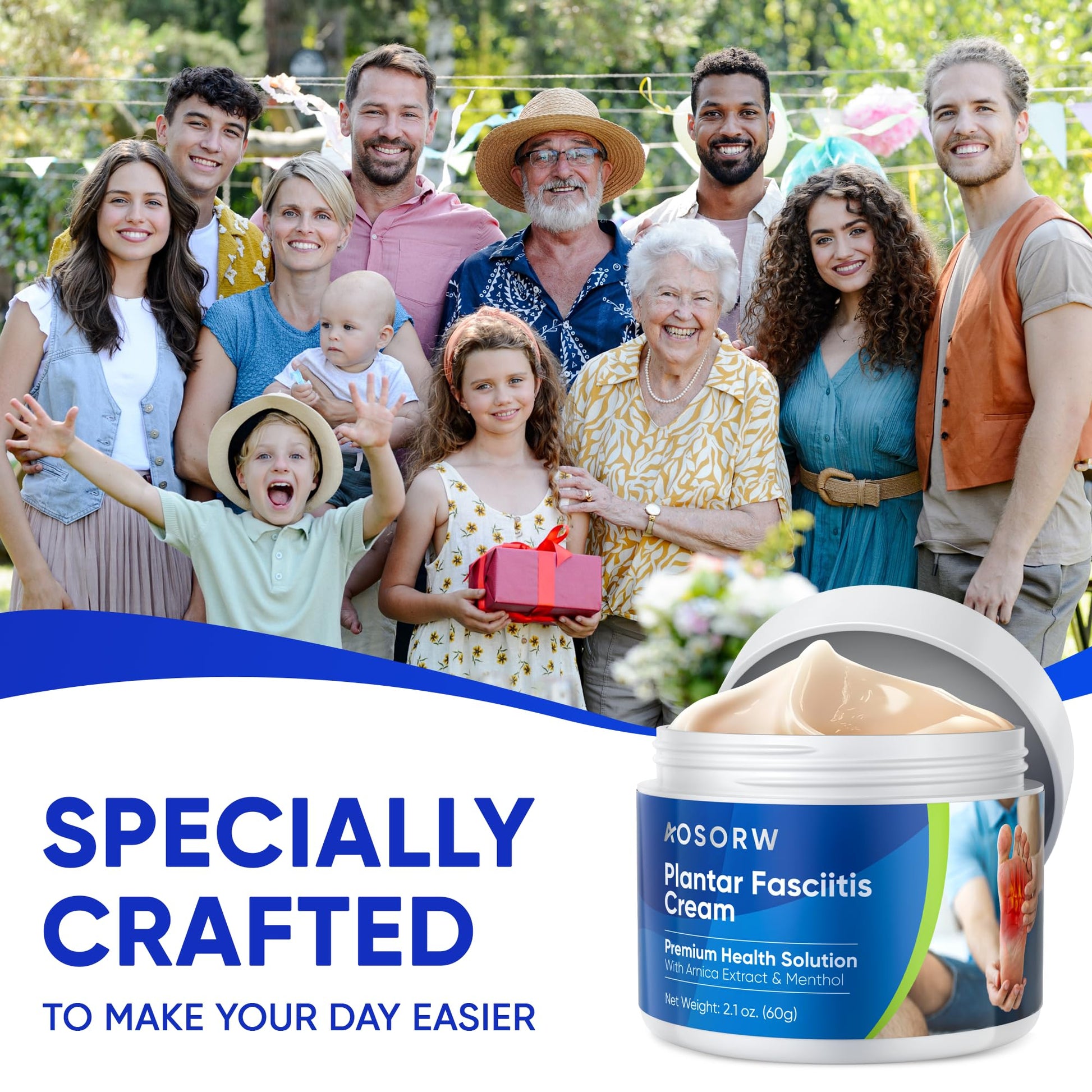 AOSORW Plantar Fasciitis Relief Cream - Natural Herbal Formula for Foot, Heel Spur, Ankle, Leg & Hand Discomfort - Premium Health Care Products - 60g (Pack of 1) AOSORWAu supplements