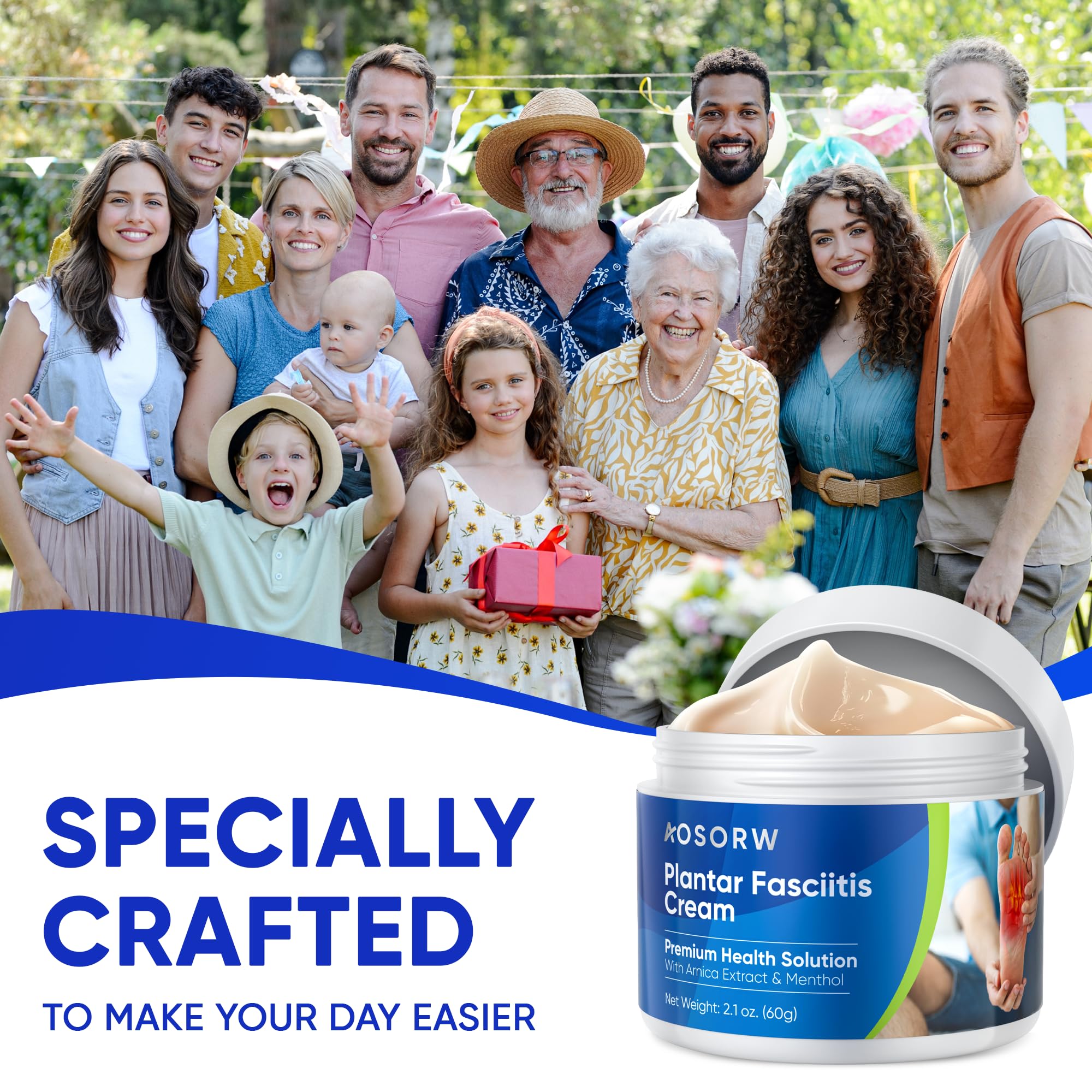 AOSORW Plantar Fasciitis Relief Cream - Natural Herbal Formula for Foot, Heel Spur, Ankle, Leg & Hand Discomfort - Premium Health Care Products - 60g (Pack of 1) AOSORWAu supplements