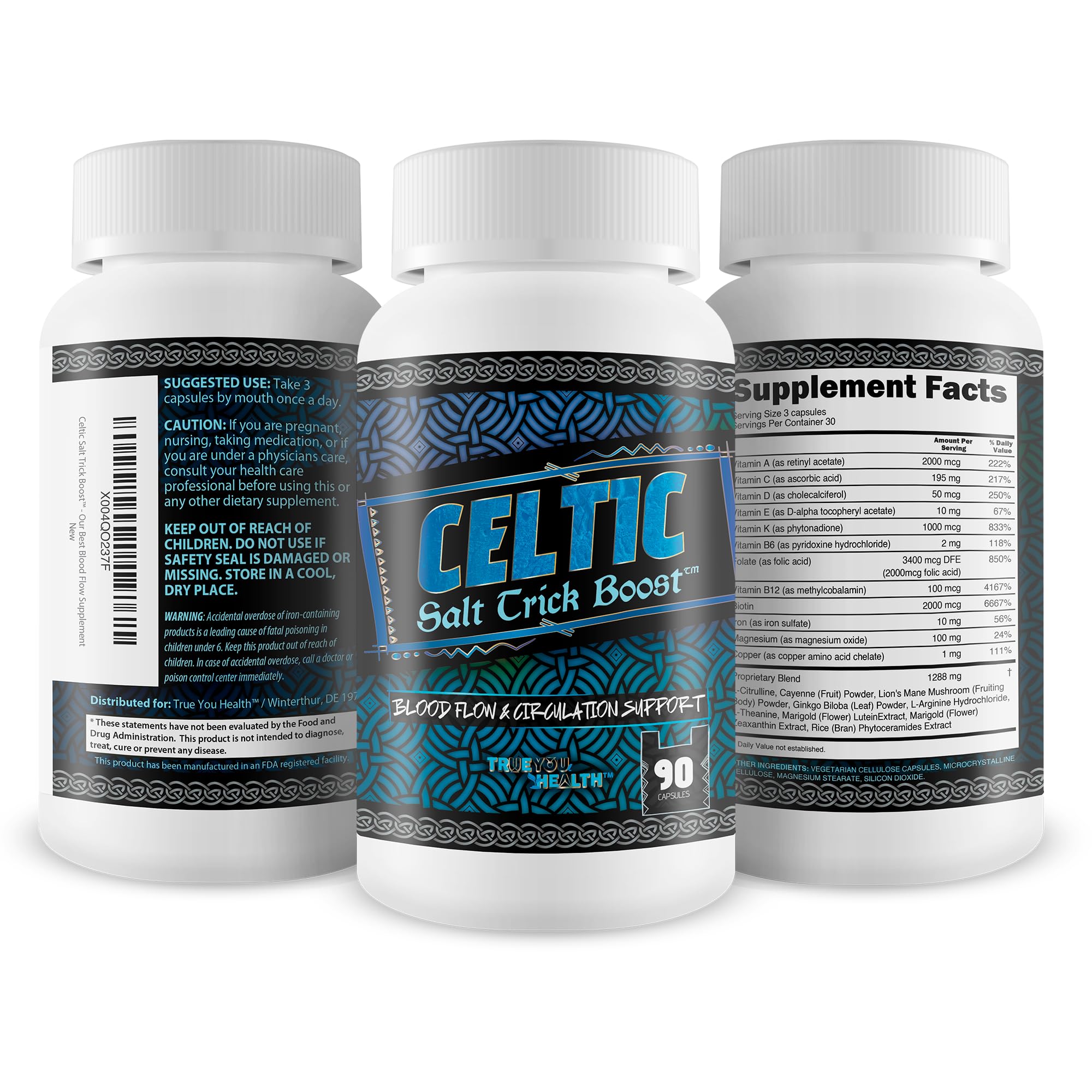 Celtic Salt Trick Boost for Blood Flow - Improved Formula - Our Best Blood Circulation Supplements for Men - Increase Blood Flow Care Blood Circulation Pills - Advanced Blood Flow Support True You HealthAu supplements