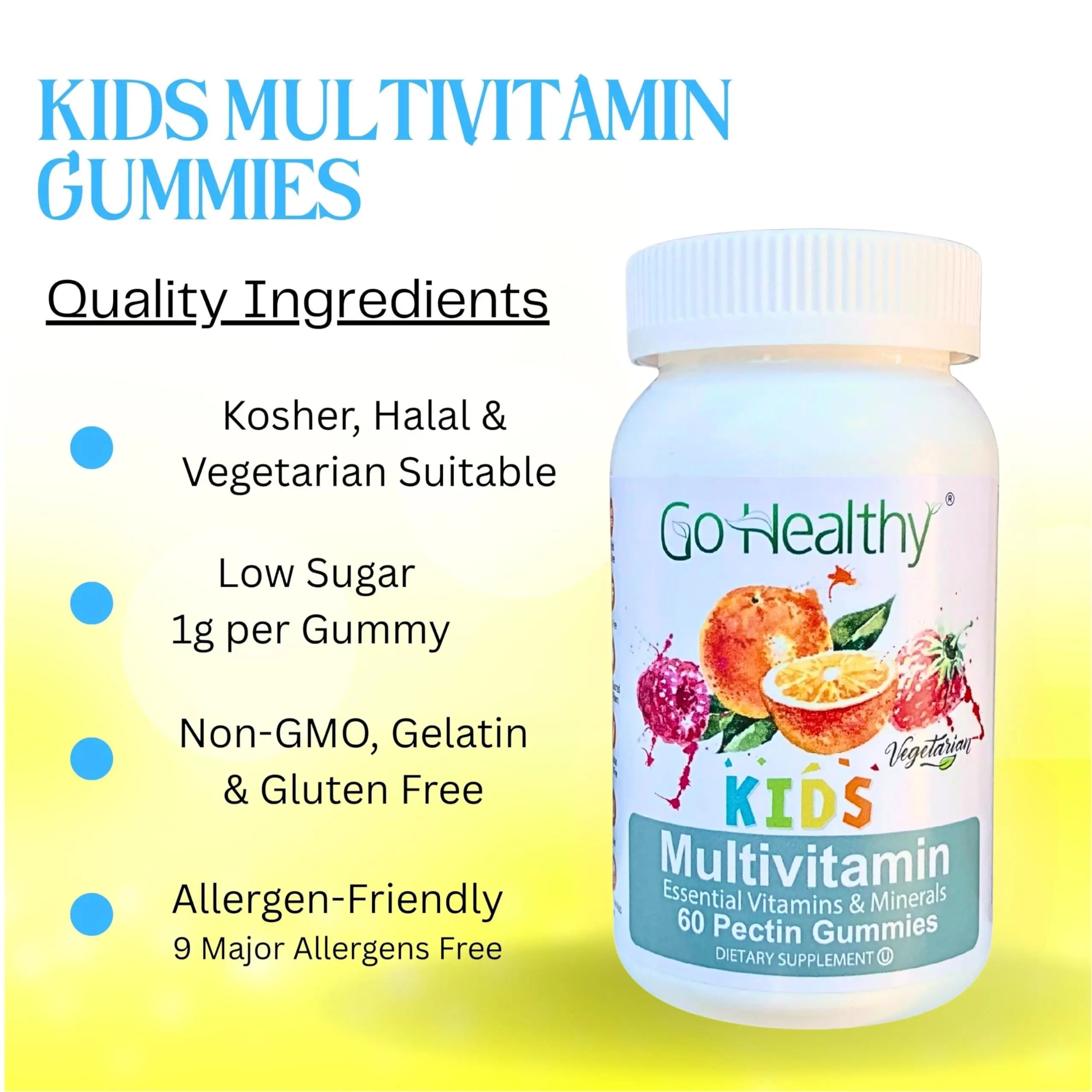 Go Healthy Kids Multivitamin Gummies, Immune Support, Kids Vitamin Gummies, Kosher Kid Vitamin, Halal Go Healthy NaturalAu supplements