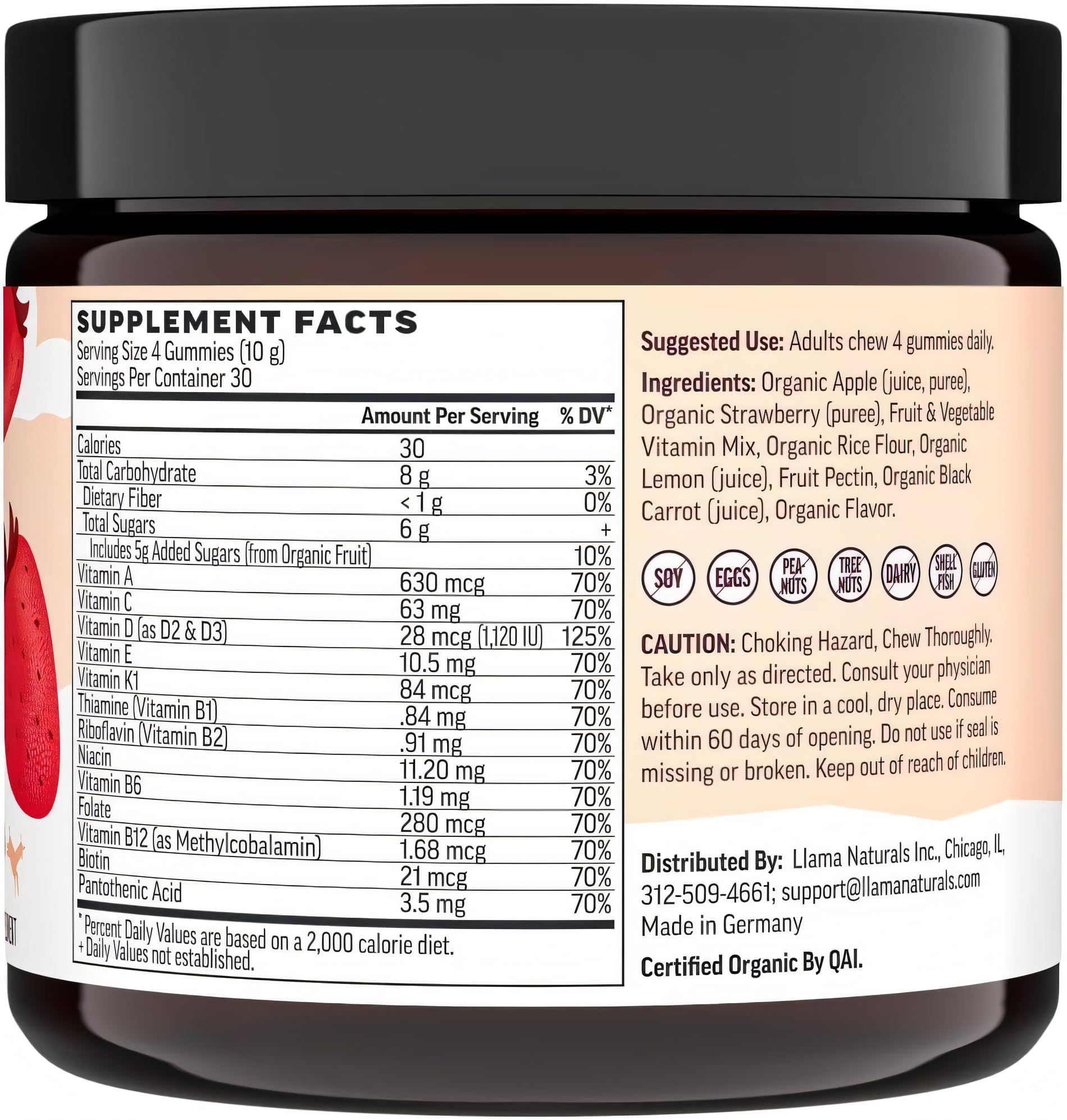 Llama Naturals Multivitamin for Women, Vegan, Organic Gummies with Vitamin D, C and K, Women's Real Fruit Gummy Vitamins Llama NaturalsUS supplements