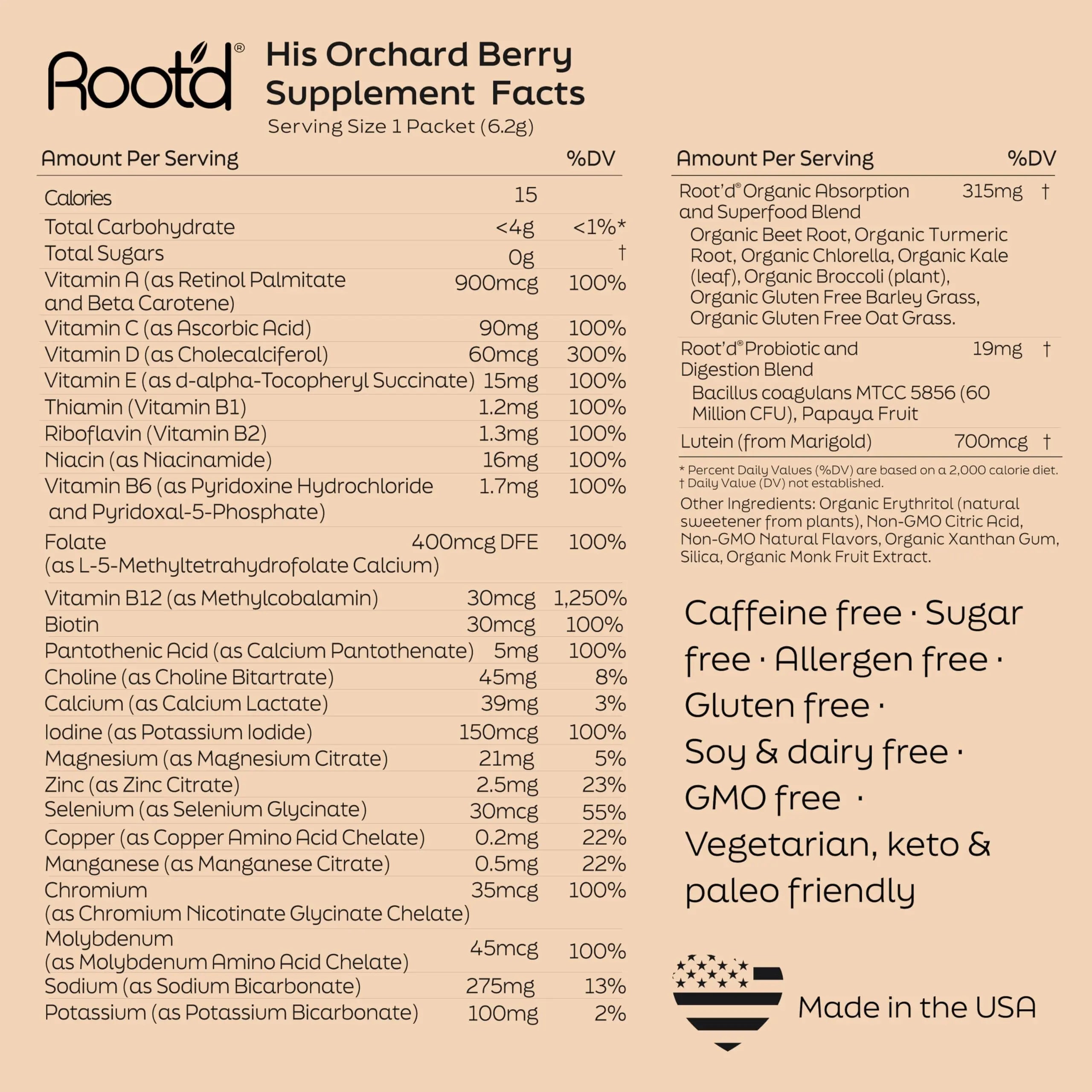 Root'd Multivitamin Powder with 3X Electrolytes for Men - 24 Vitamins & Minerals, 3X Electrolytes, 9 Organic Superfoods, Probiotics & Enzymes Root'dAu supplements