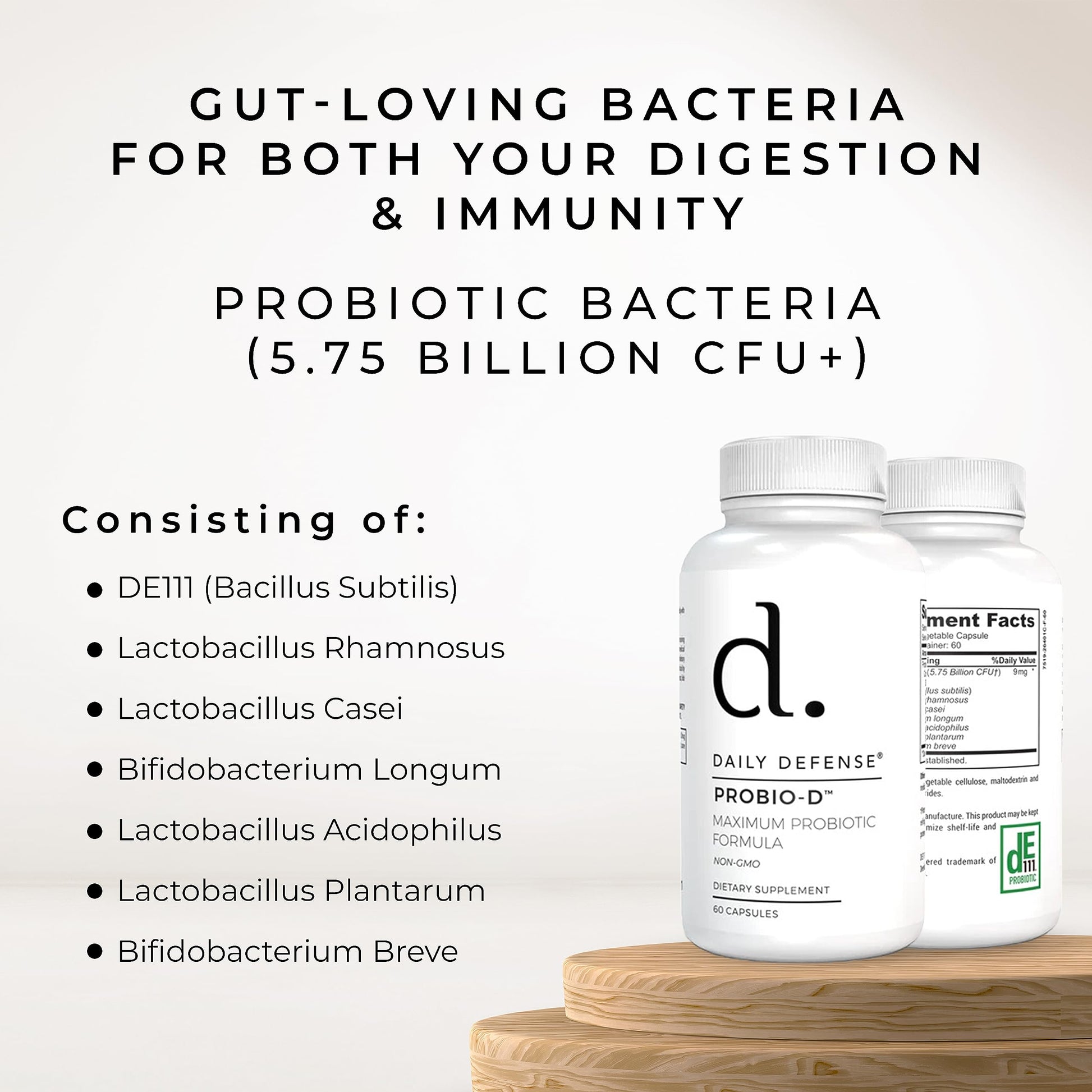 Daily Defense Probiotic Immune Support Supplement - Daily Probiotics for Men with Constipation & Gas - Digestion and Bloating Supplement & Probiotics for Women - 60 Capsules, PROBIO-D Daily DefenseAu supplements