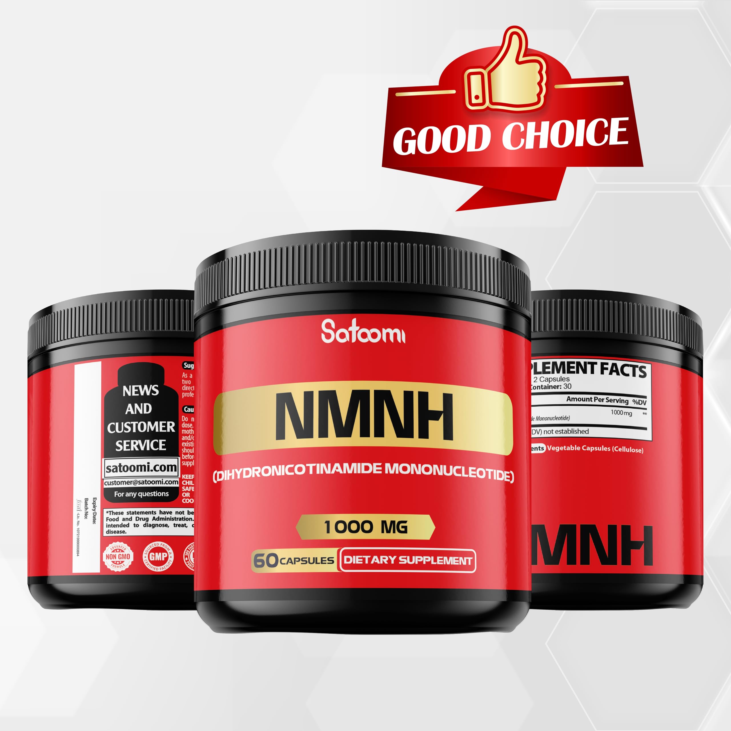 NMNH (Dihydronicotinamide Mononucleotide) -NMN Supplement Alternative - 1000mg per Serving NAD Supplement to Support NAD - 60 Capsules - 30 Days Supply SatoomiAu supplements