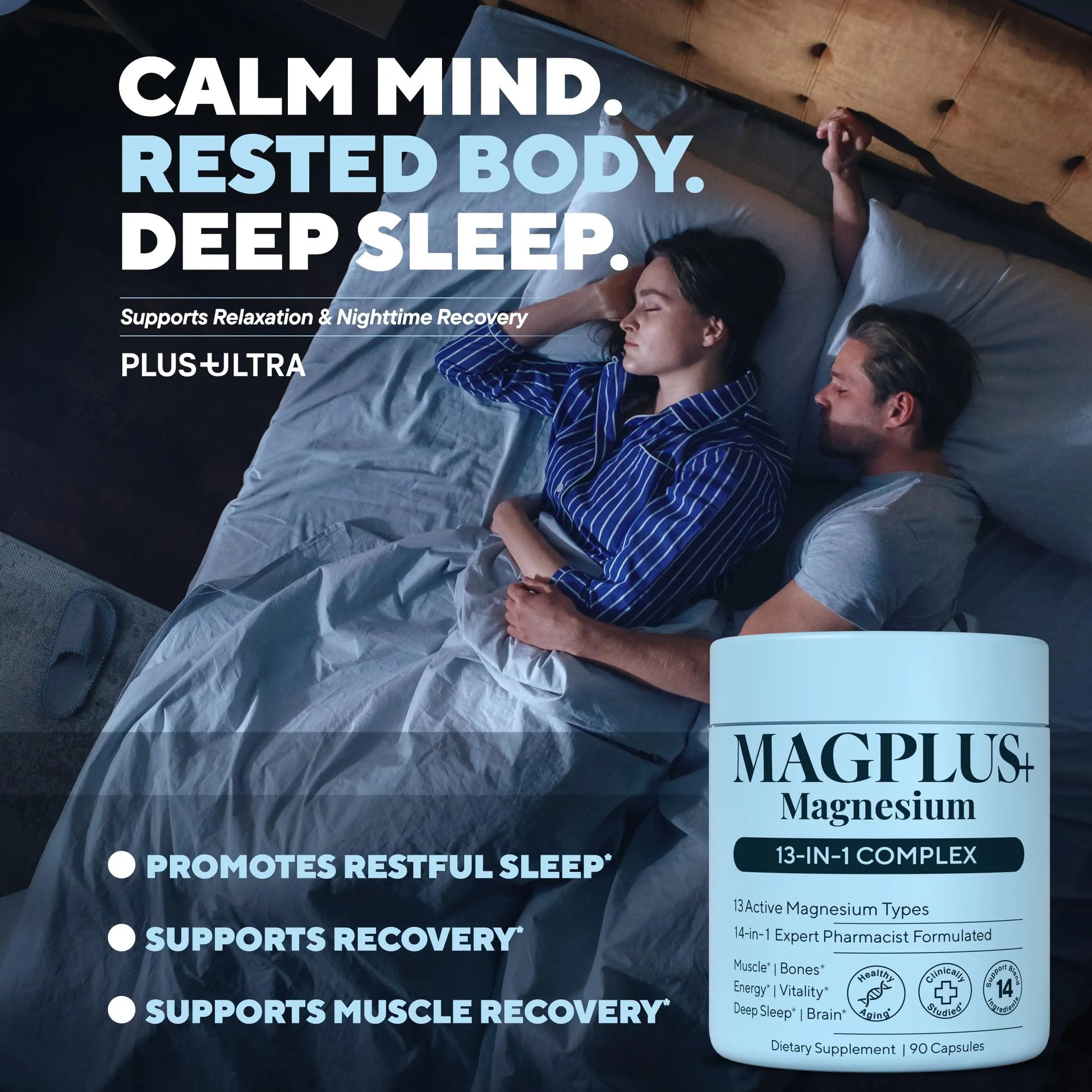 Magnesium Glycinate Complex Supplement, 900mg – 13-in-1 Magnesium L-Threonate, Citrate, Taurate & Malate for Women & Men – Liposomal Chelated Formula – Sleep, Muscle & Brain Support – 90 Capsules Plus+Ultranz supplements