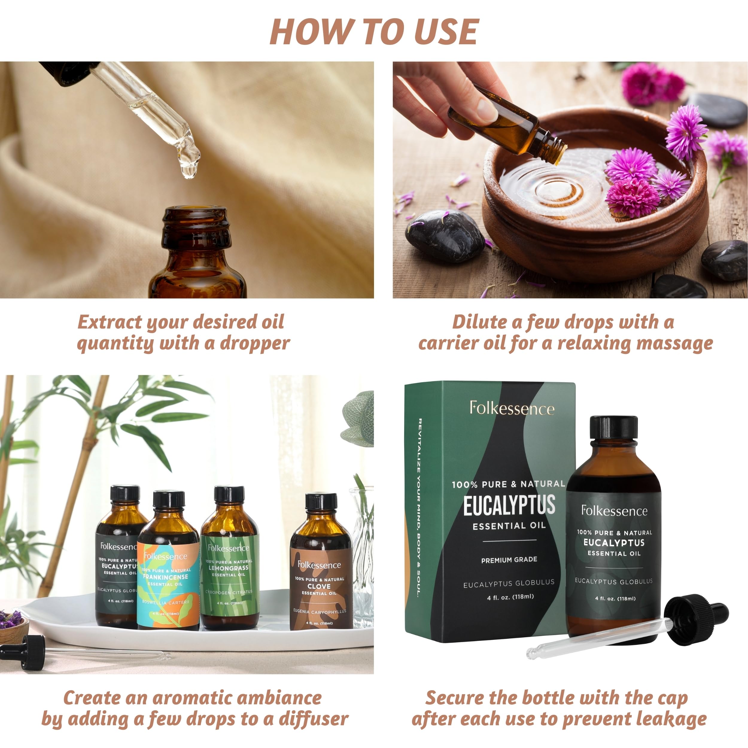 Folkulture Eucalyptus Essential Oil for Diffuser - 4 Fl Oz - 100% Pure, Natural and Undilluted Essential Oil FolkultureAu supplements
