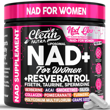 NAD+ Resveratrol Supplement for Women NAD Turmeric Vitamin C Acai Pomegranate Collagen Peptides Nicotinamide Riboside Fisetin Vitamin E Polygonum Multiflorum Berberine 90 Capsules by Clean Nutra Clean NutraceuticalsAu supplements