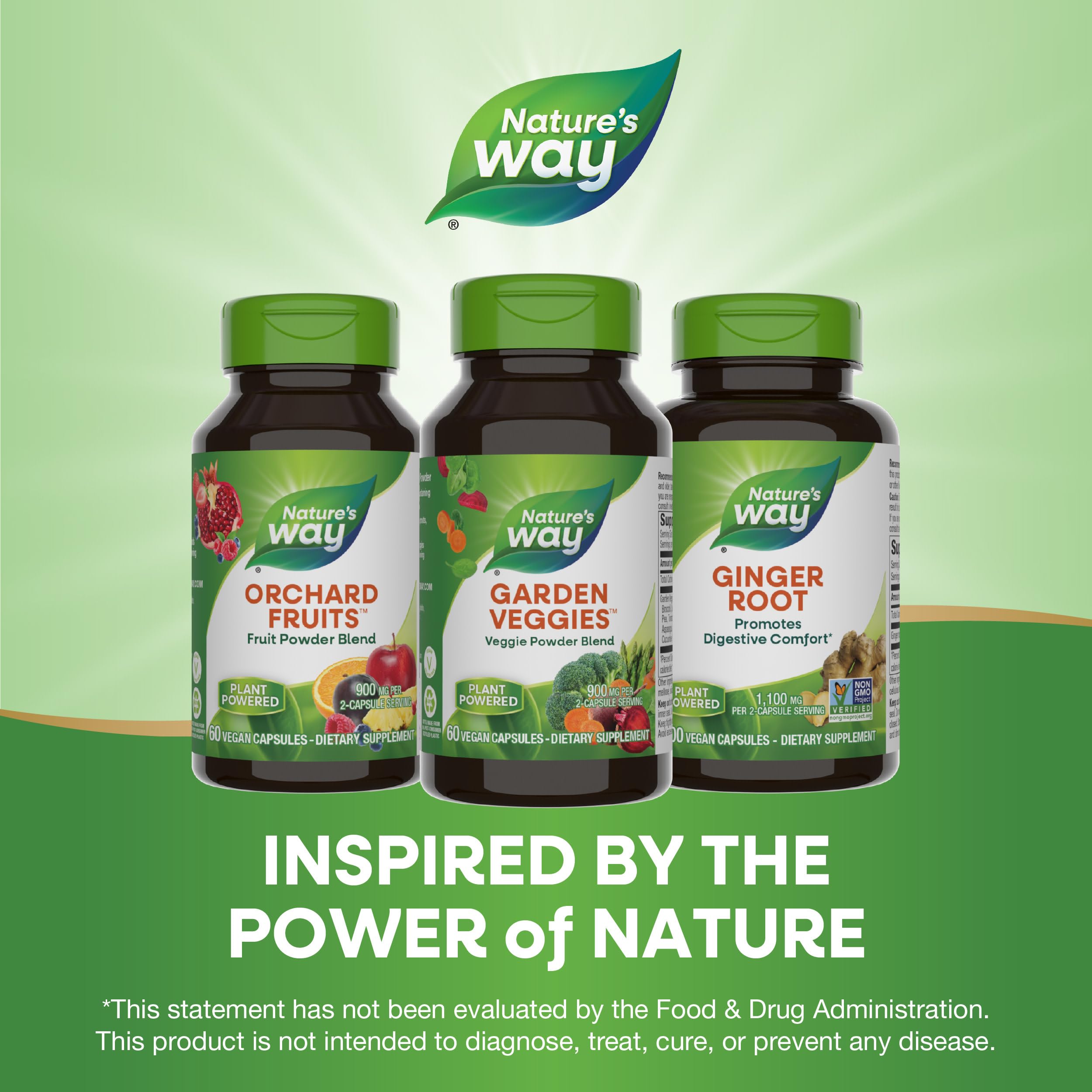 Nature's Way Garden Veggies, Veggie Powder Blend, 900 mg per 2-Capsule Serving, 60 Vegan Capsules Nature's WayAu supplements