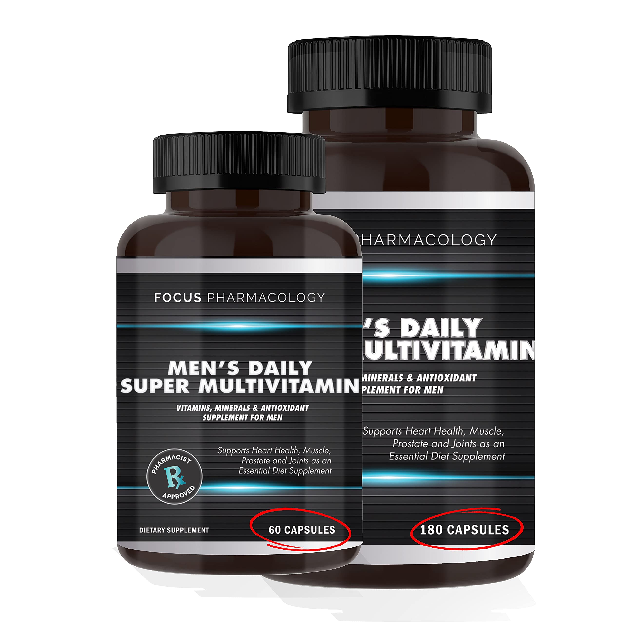 Focus Pharmacology Men's Daily Super Multi-Vitamin for Men - 60 Ct Blend of Vitamins, Minerals, Plus Herbs for Prostate Health and General Energy/Focus Focus PharmacologyAu supplements