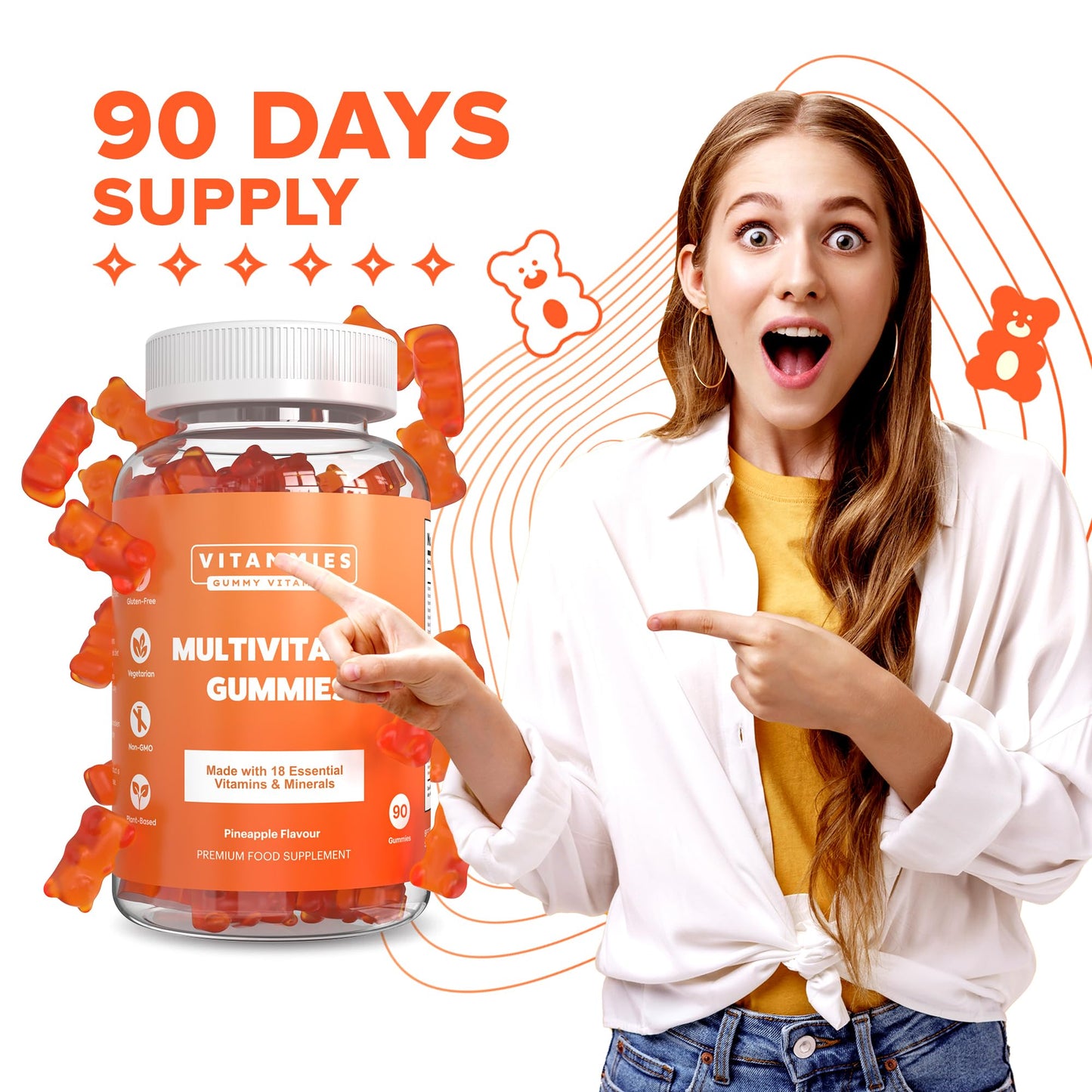 Multivitamin Gummies for Women & Men - 3 Months Supply - 18 Multivitamins & Minerals VitammiesUS supplements