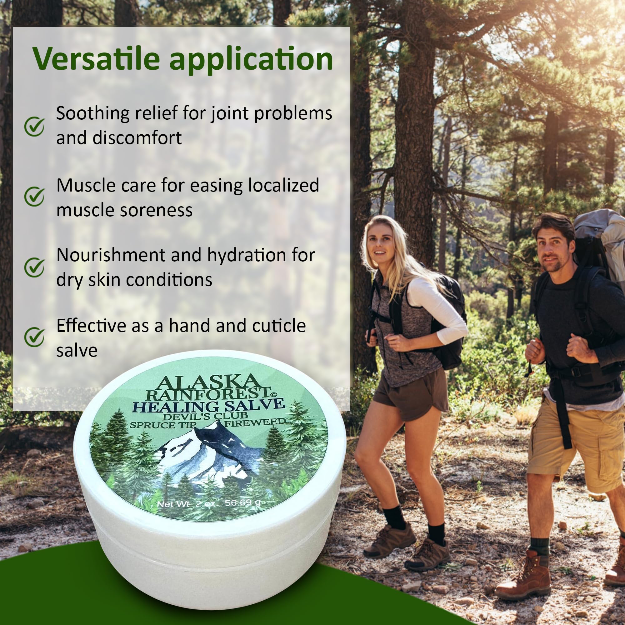 Snowy Summit Alaska Rainforest Salve - Herbal Salve for Dry Skin & Joint Relief - Natural Super Salve for Soothing Skin with Gentle Aroma - Body & Hand Salve - Muscle Rub with Alaskan Devil’s Club Oil Snowy SummitAu supplements