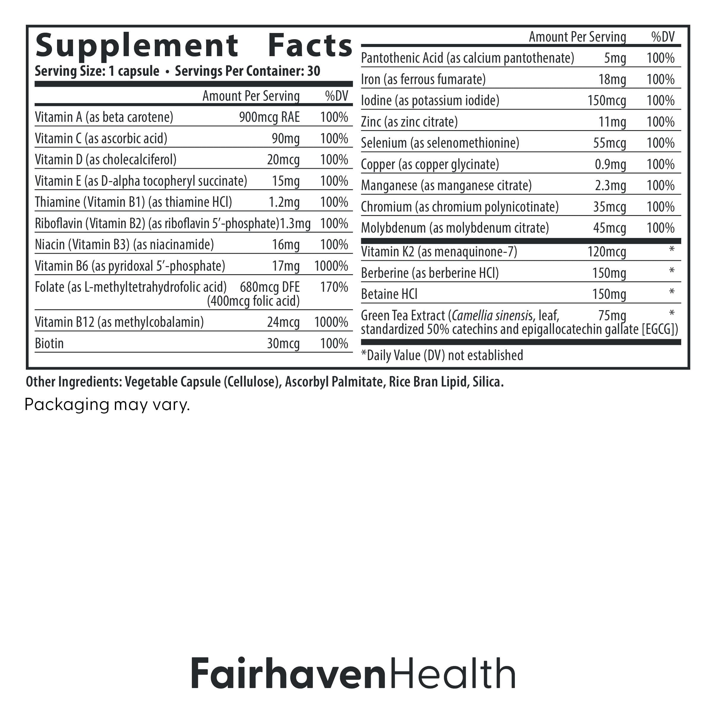 Fairhaven Health Menopause Multivitamin Essentials | Hormone Free Menopause Supplements for Women | Methylated Multivitamin for Women 50 and Over | Non-GMO | Perimenopause Supplements | 30 Capsules Fairhaven HealthAu supplements