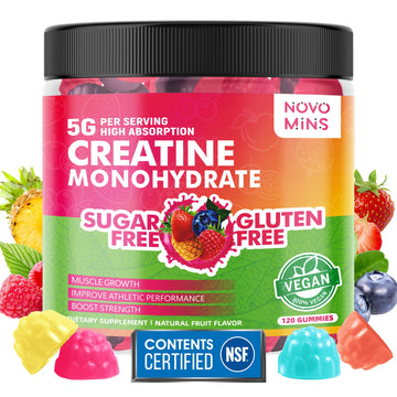 NSF Certified Creatine Gummy - Creatine Monohydrate Gummies 5000mg for Men & Women, Chewables Creatine Monohydrate for Muscle Strength, Muscle Builder, Energy Boost, Pre-Workout Supplement(120 Count) novominsAu supplements