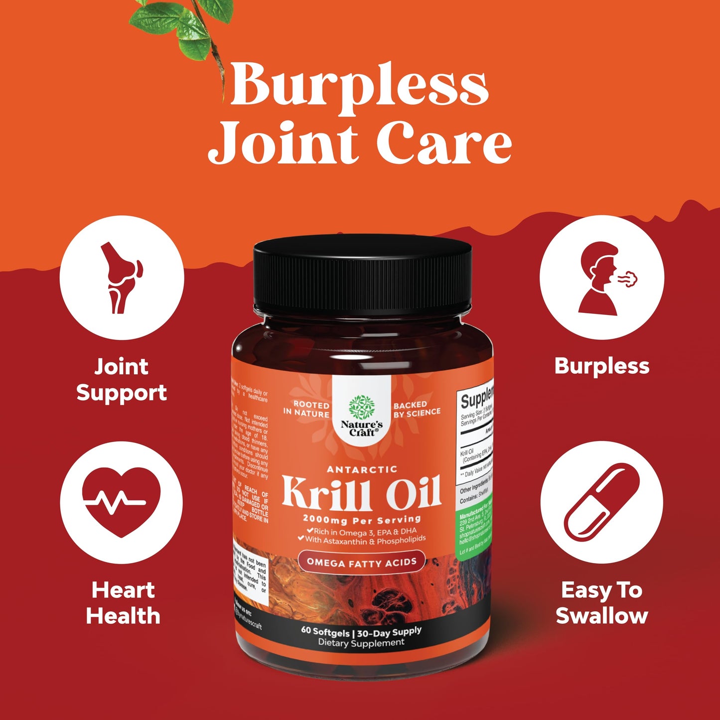 Antarctic Krill Oil 2000mg Softgels Per Serving - Omega 3 Krill Oil Supplement Natures CraftUS supplements