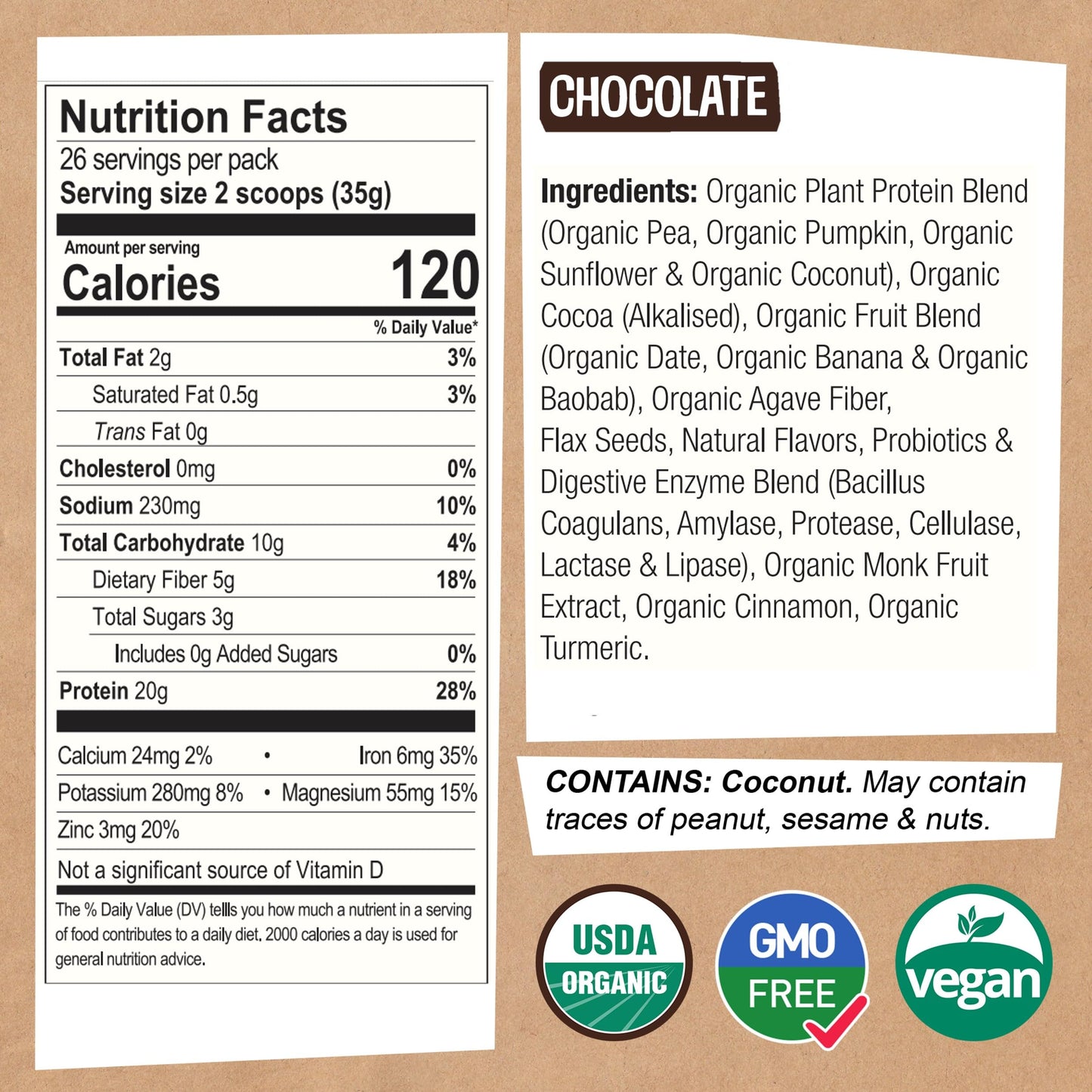 EarthChimp Organic Vegan Protein Powder - with Probiotics - Non GMO, Dairy Free EarthChimpUS supplements
