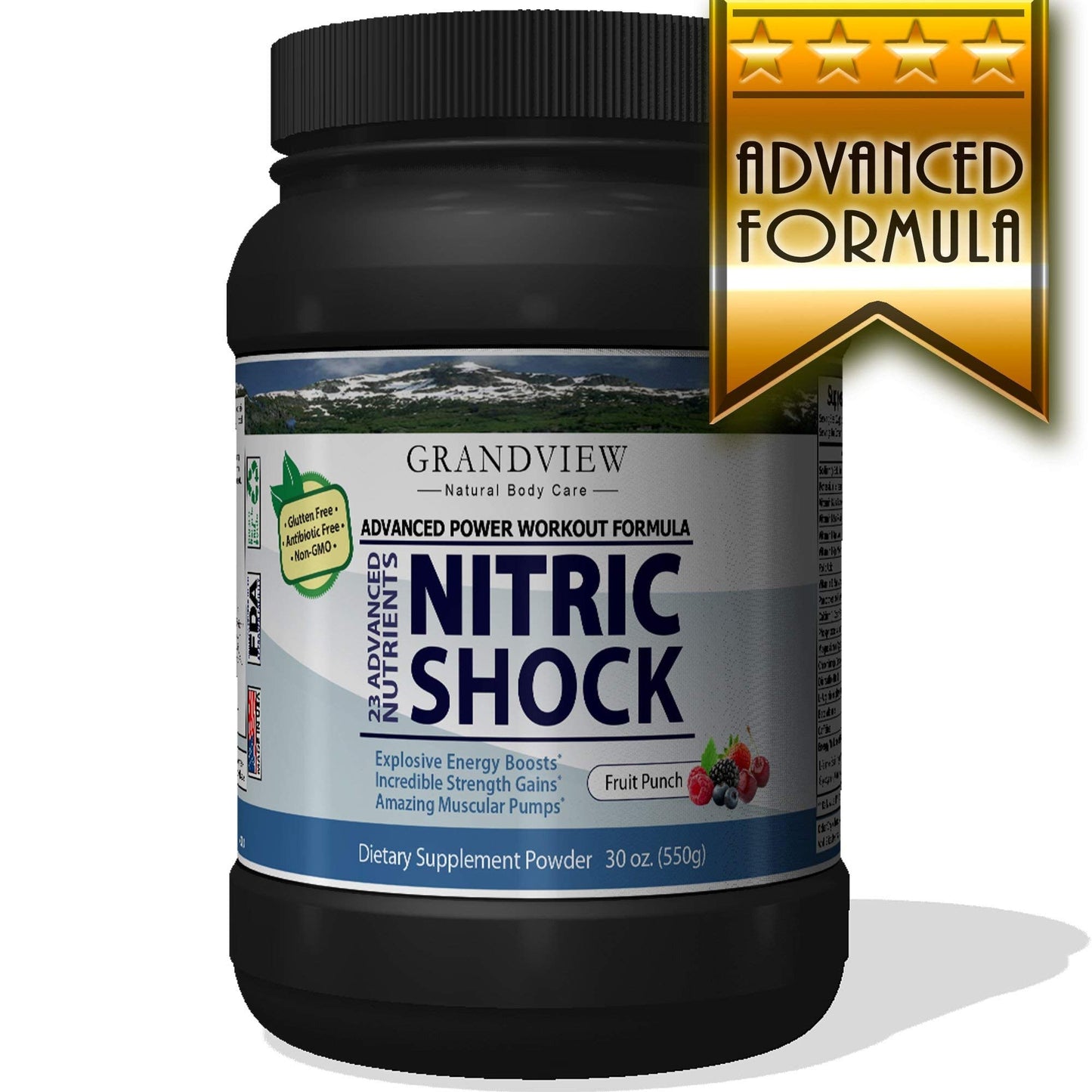 N Shock- Pre Workout Powder, x10 Strength, 44 Servings, (Fruit Punch) Boost Energy Grandview Natural Body CareUS supplements