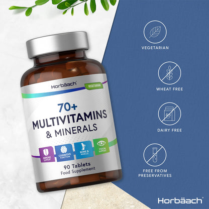 Multivitamin 70 Plus Tablets | 90 Count | with Essential Vitamins and Minerals | for Men and HorbäachUS supplements