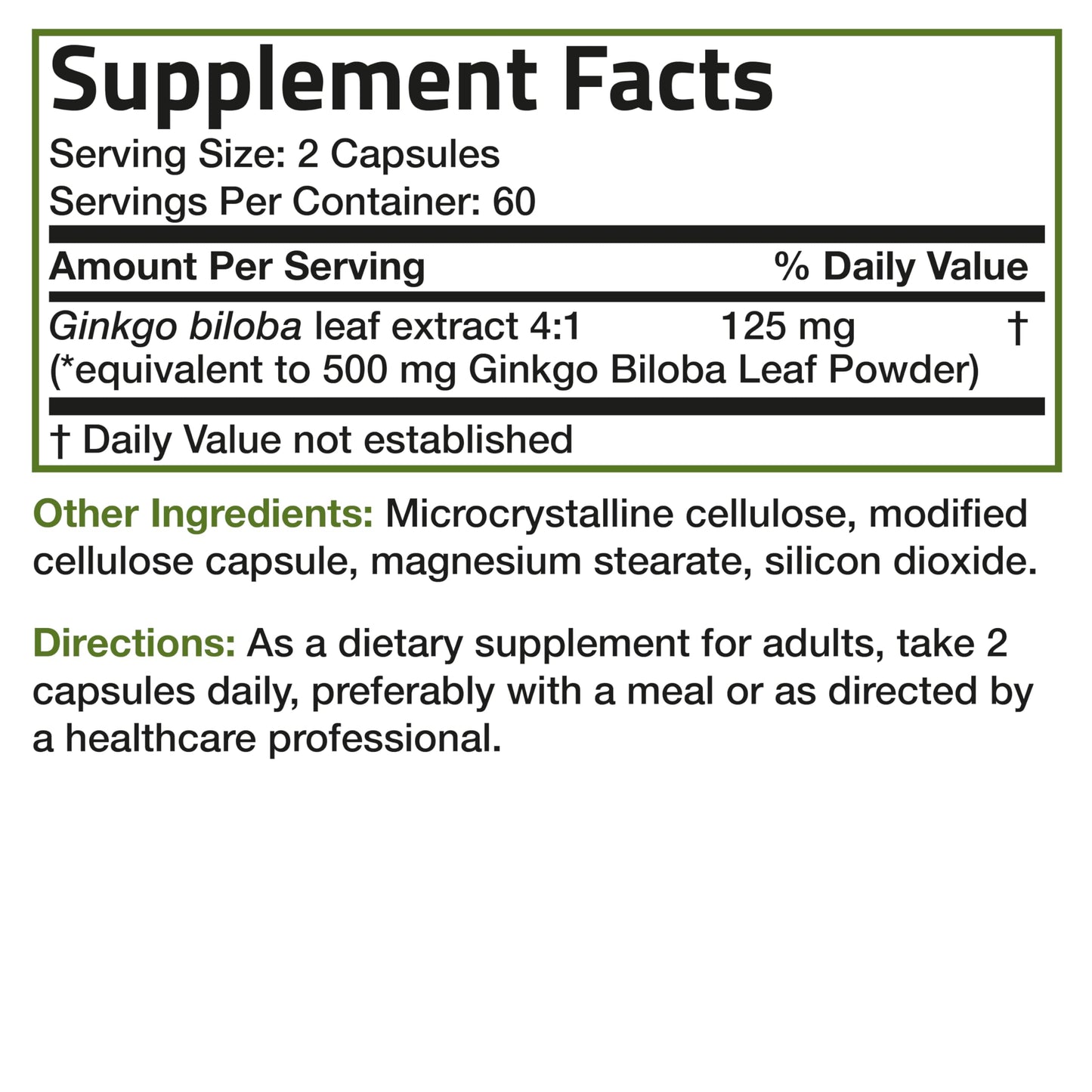 Bronson Ginkgo Biloba Extra Strength 125mg (4:1 Extract) Equivalent to 500mg BronsonUS supplements