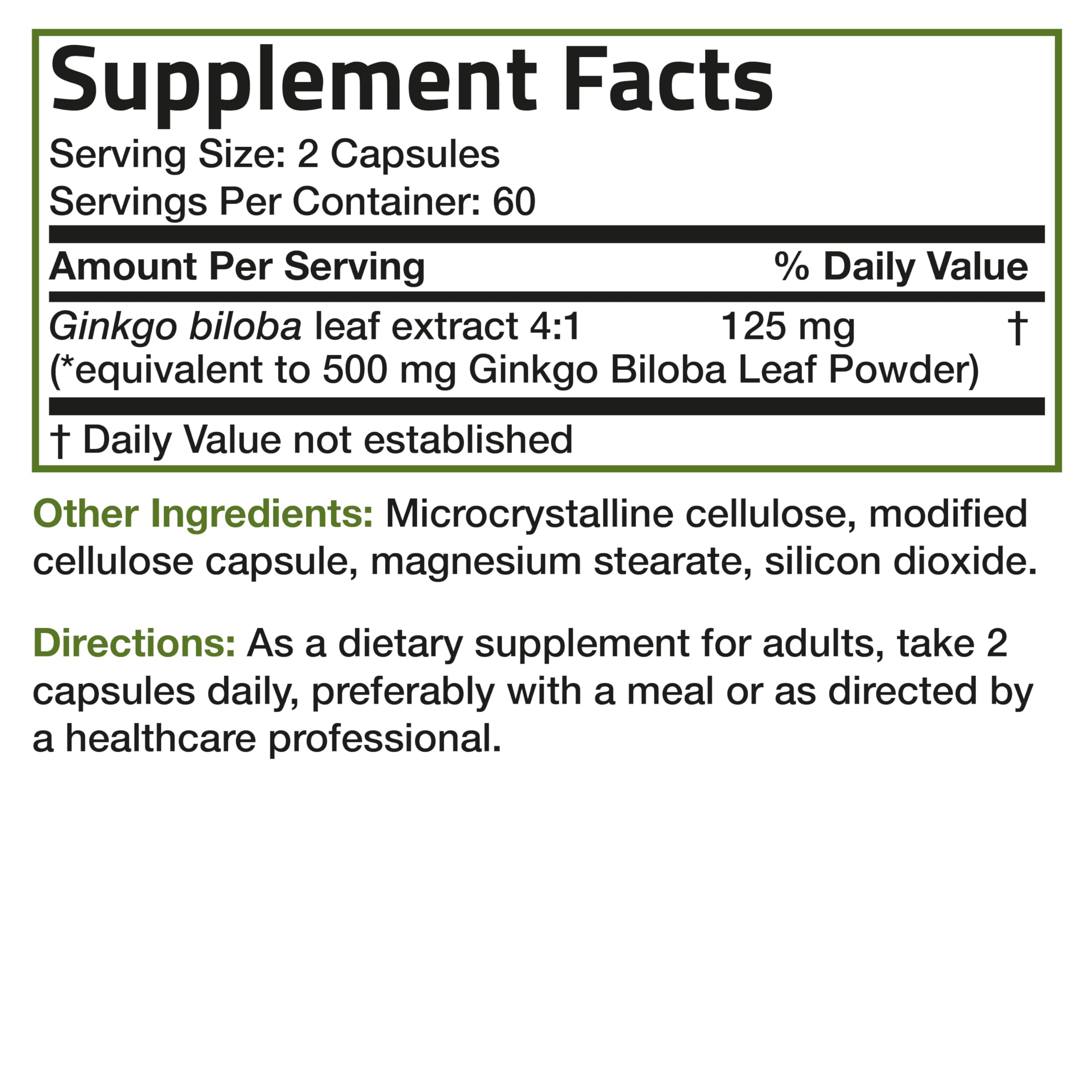 Bronson Ginkgo Biloba Extra Strength 125mg (4:1 Extract) Equivalent to 500mg BronsonAu supplements