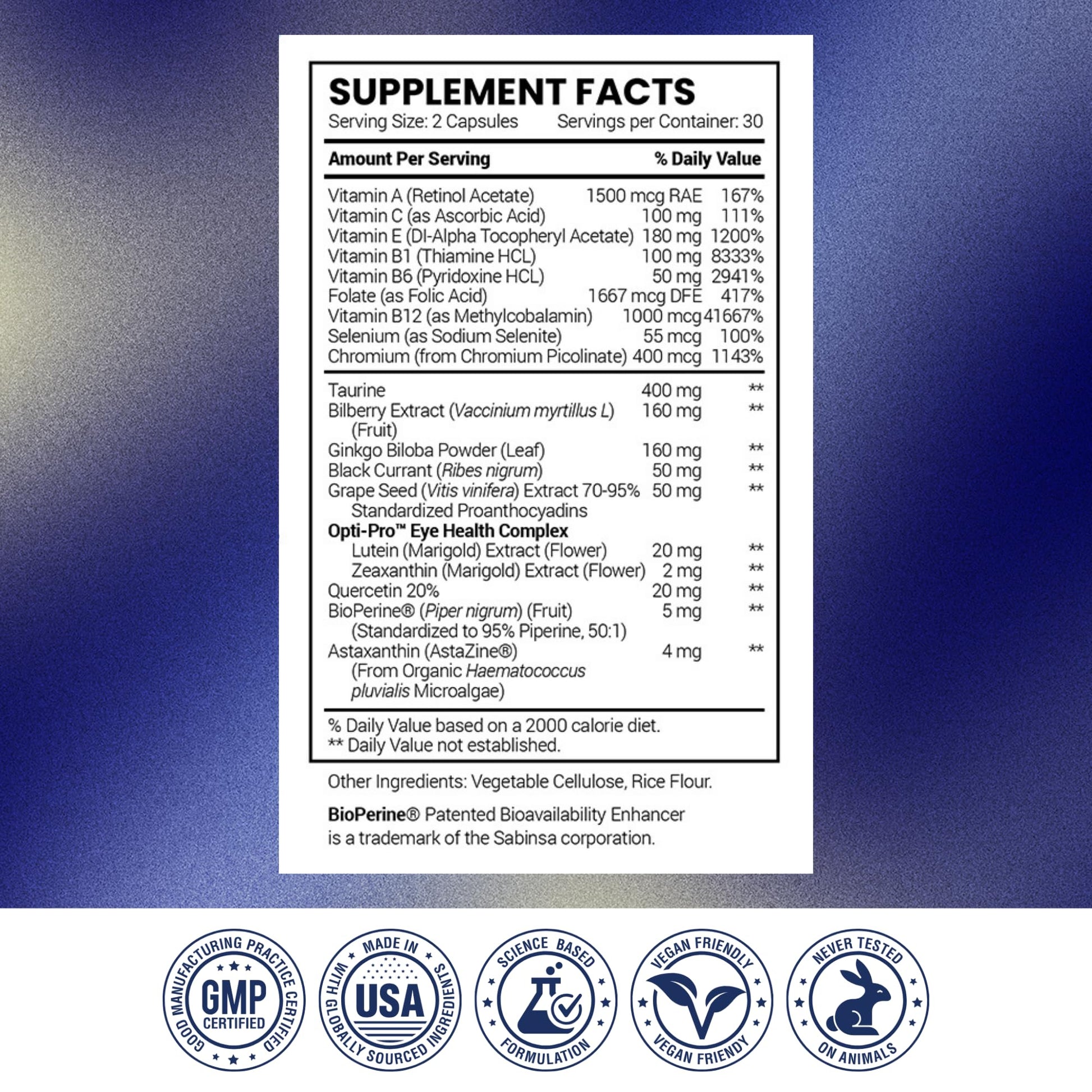 Research Verified Eye Health - Nourish and Protect Eyes and Vision, Support Healthy Retina, Improve Blood Supply to Eyes - Vitamins A, B, C, and E - 360 Capsules - 6 Month Supply - Made in The USA Research VerifiedAu supplements