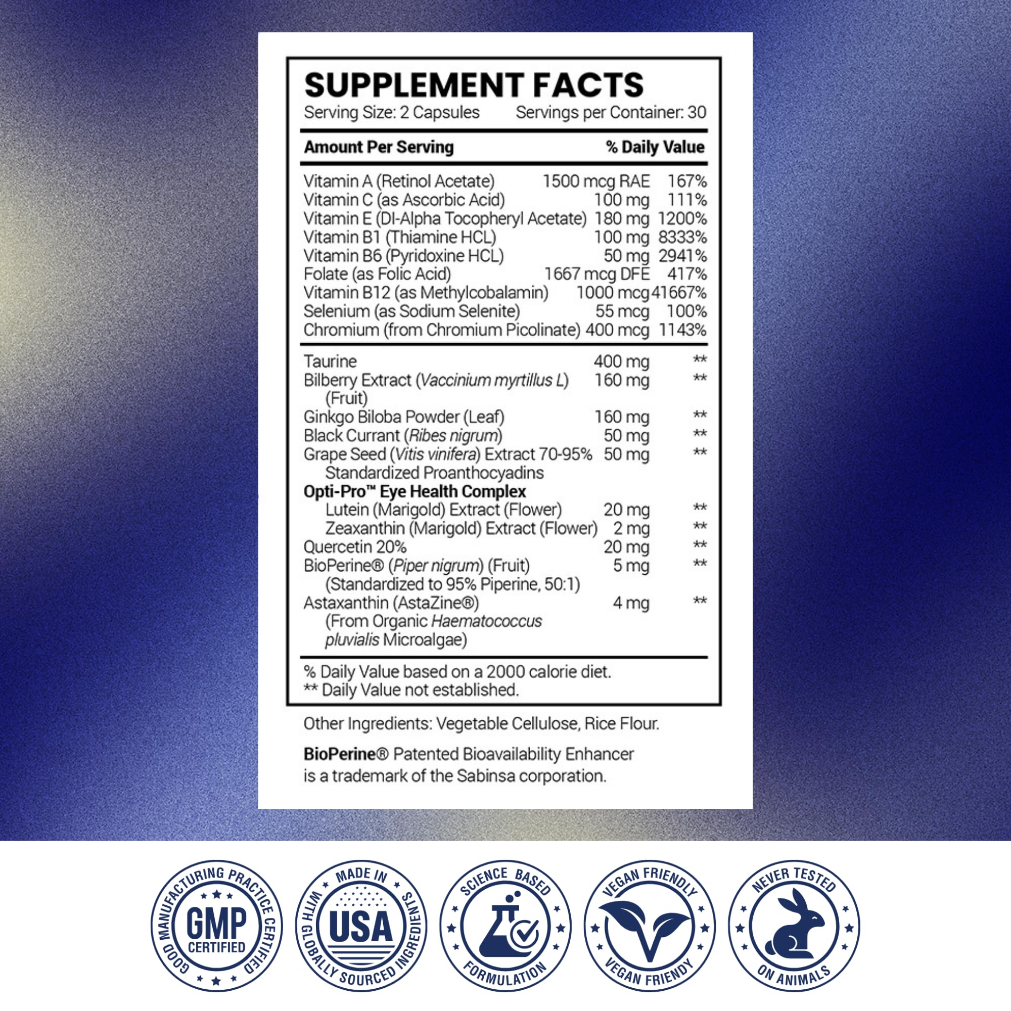 Research Verified Eye Health - Nourish and Protect Eyes and Vision, Support Healthy Retina, Improve Blood Supply to Eyes - Vitamins A, B, C, and E - 360 Capsules - 6 Month Supply - Made in The USA Research VerifiedAu supplements