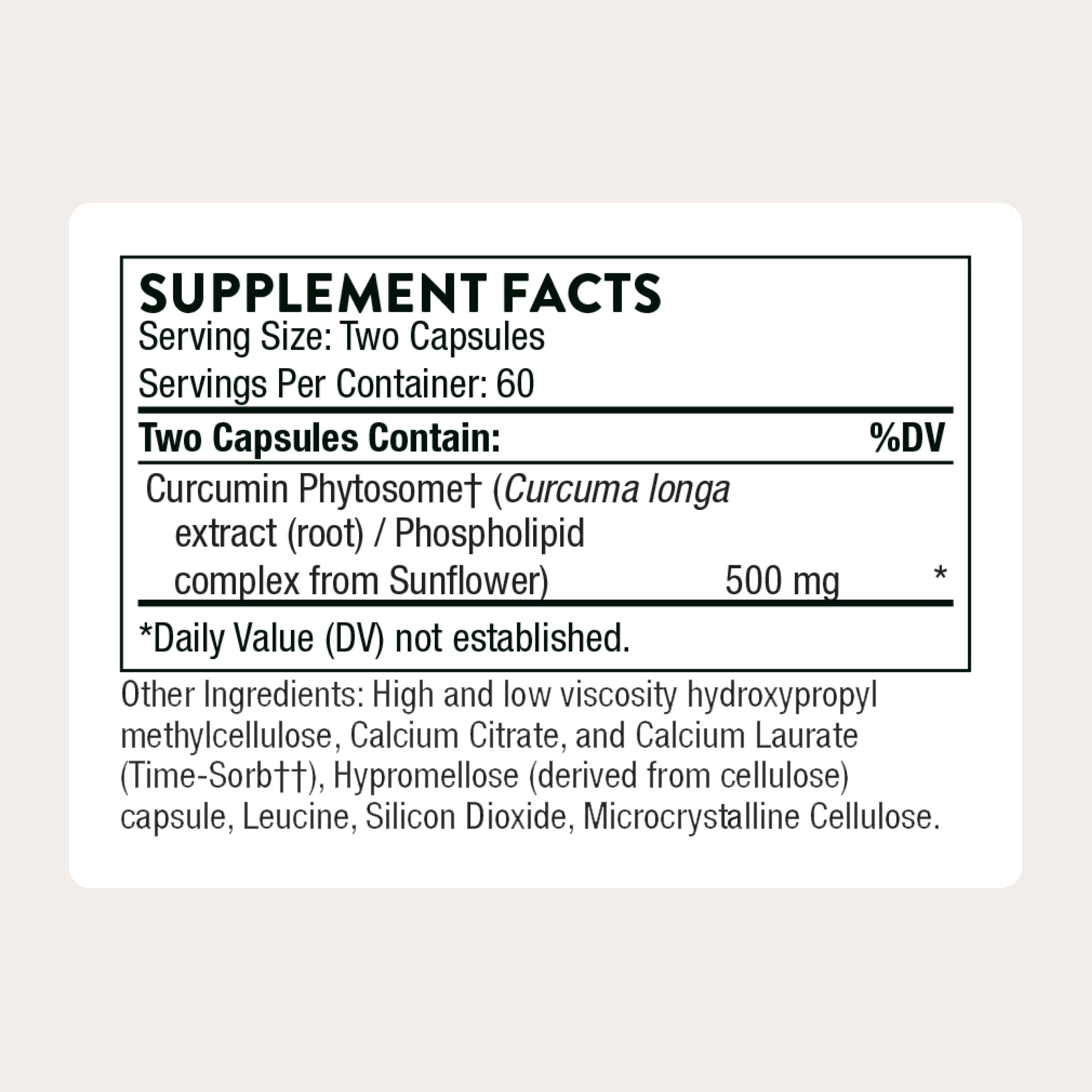 THORNE - Curcumin Phytosome 500 mg (Meriva) - Sustained Release, Clinically Studied - Supports Healthy Inflammatory Response in Joints, Muscles, GI Tract, Liver, Brain & Nerves* - 60 Servings THORNEAu supplements