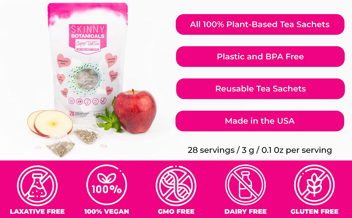 Skinny Botanicals Daytime Detox Tea for Body Cleanse All Natural - Laxative-Free, Supports Skinny BotanicalsUS supplements