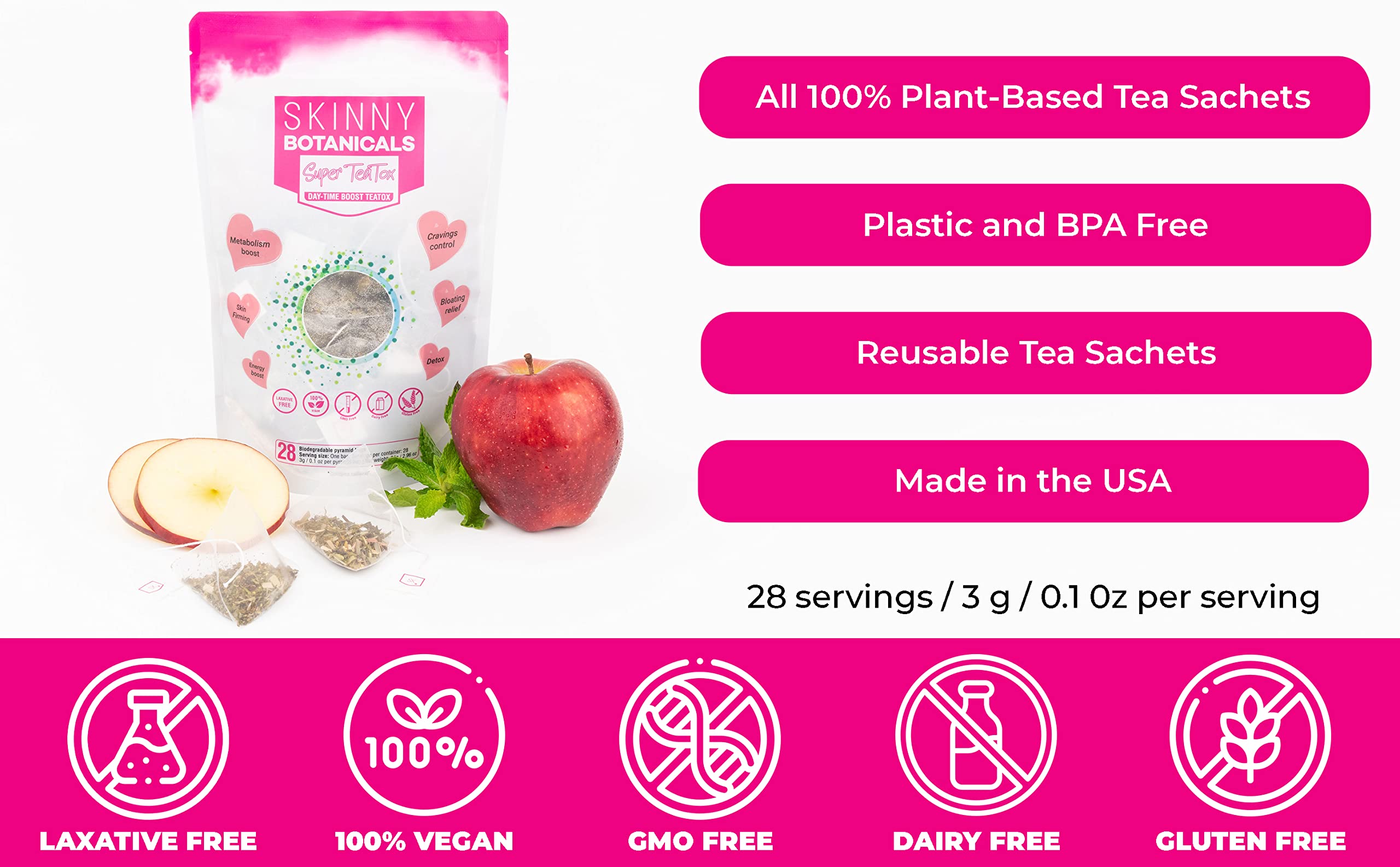 Skinny Botanicals Daytime Detox Tea for Body Cleanse All Natural - Laxative-Free, Supports Skinny BotanicalsUS supplements