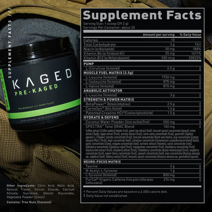 Kaged Original Pre Workout Powder | Berry Blast | Pre-Kaged | Formulated with Creatine KagedUS supplements