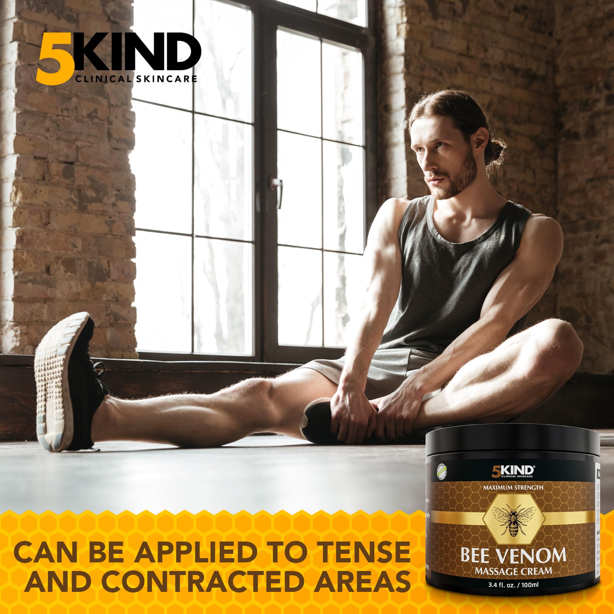 5kind Maximum Strength Bee Venom Cream - Naturally Massage Joints & Muscles, Lower Back, Knee, Neck, Shoulder, Hip & Feet - Responsibly Sourced Premium Bee Venom Cream 3.4 Fl Oz 5kind clinical skincareAu supplements