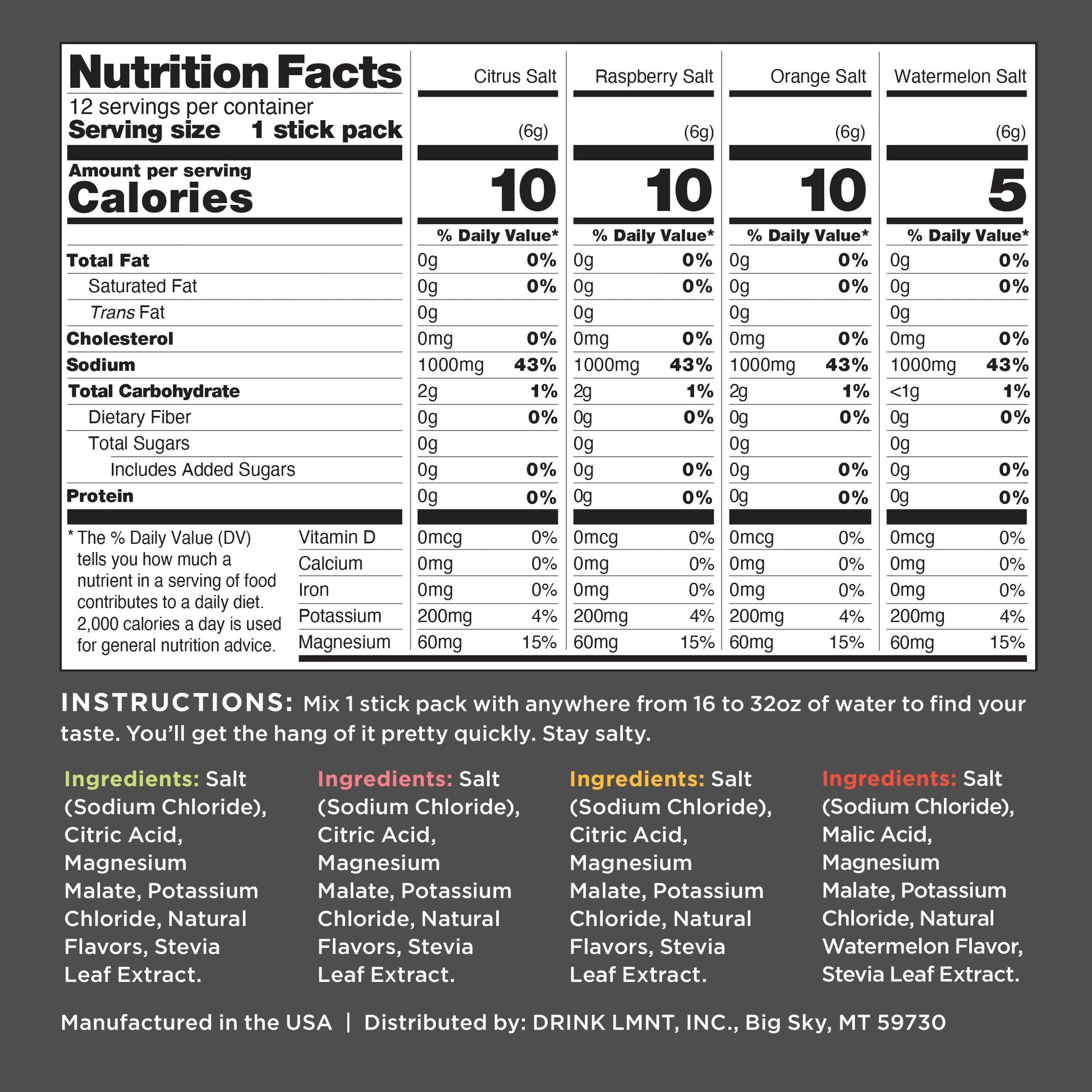 LMNT Zero Sugar Electrolytes - Variety Pack | Drink Mix | 12-Count Drink LMNTUS supplements